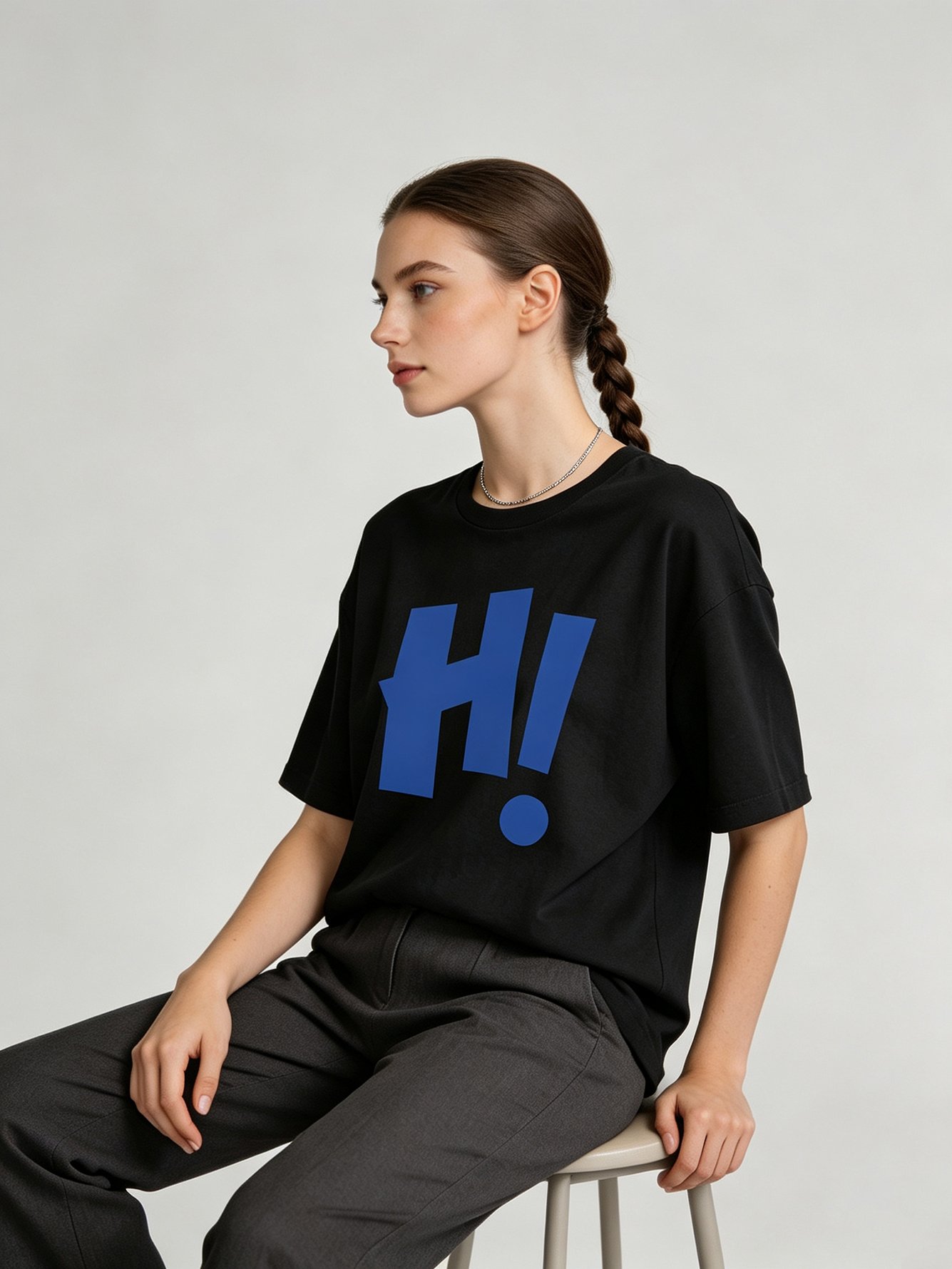 Black Graphic Print Round Neck T-Shirt