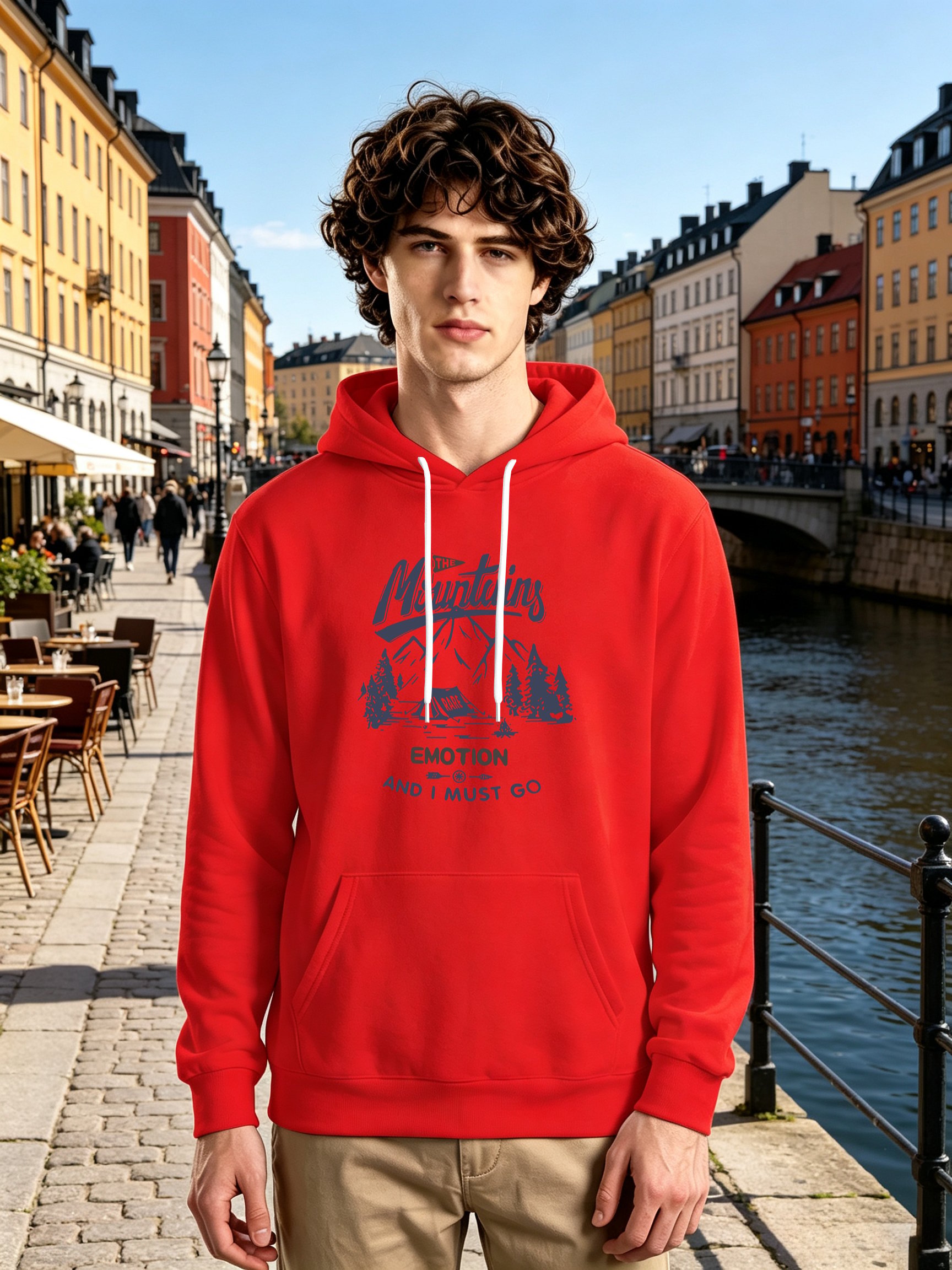 Red Graphic Print Pullover Hoodie