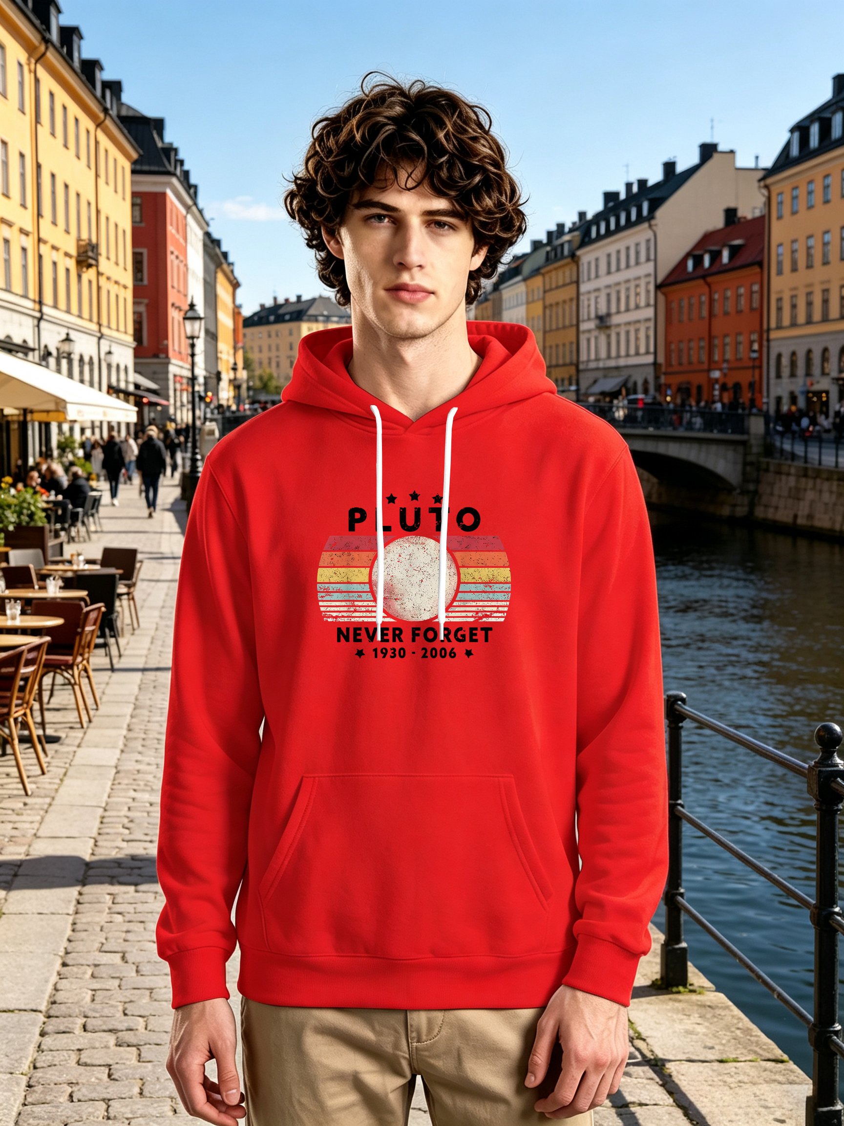 Red Graphic Print Kangaroo Pocket Hoodie