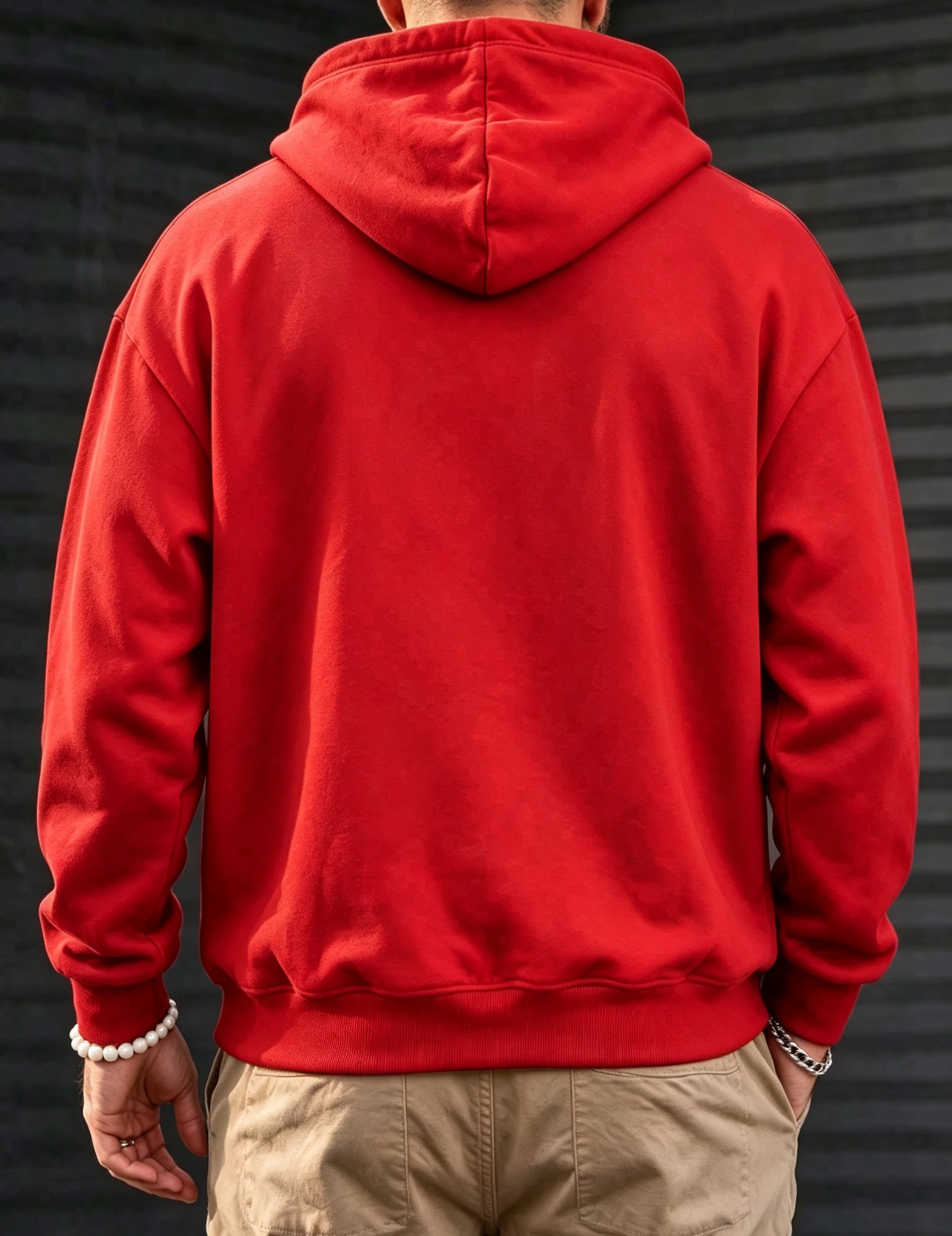 Red Graphic Print Long Sleeves Hoodie