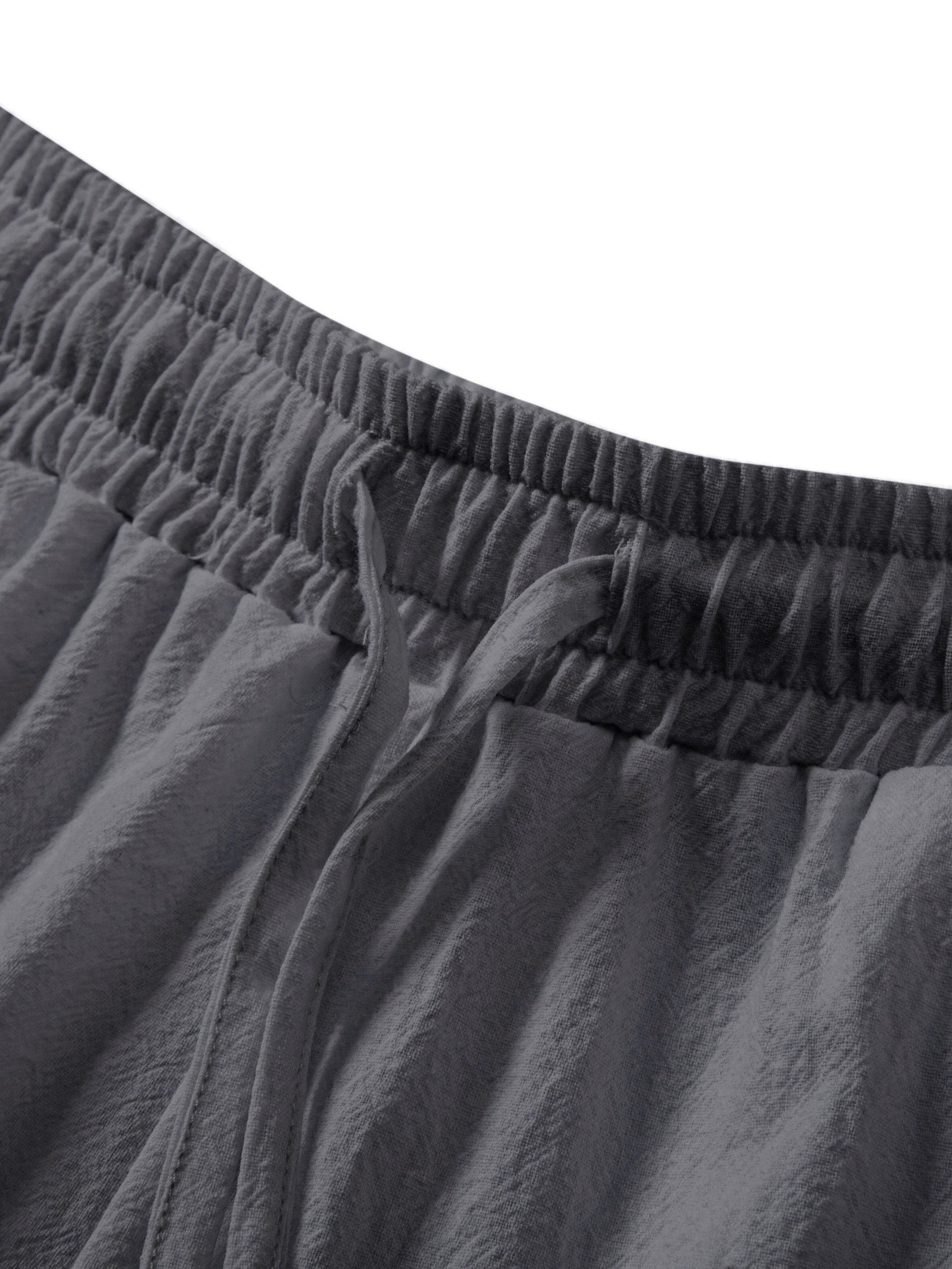 Mens Green Solid Drawstring Pants