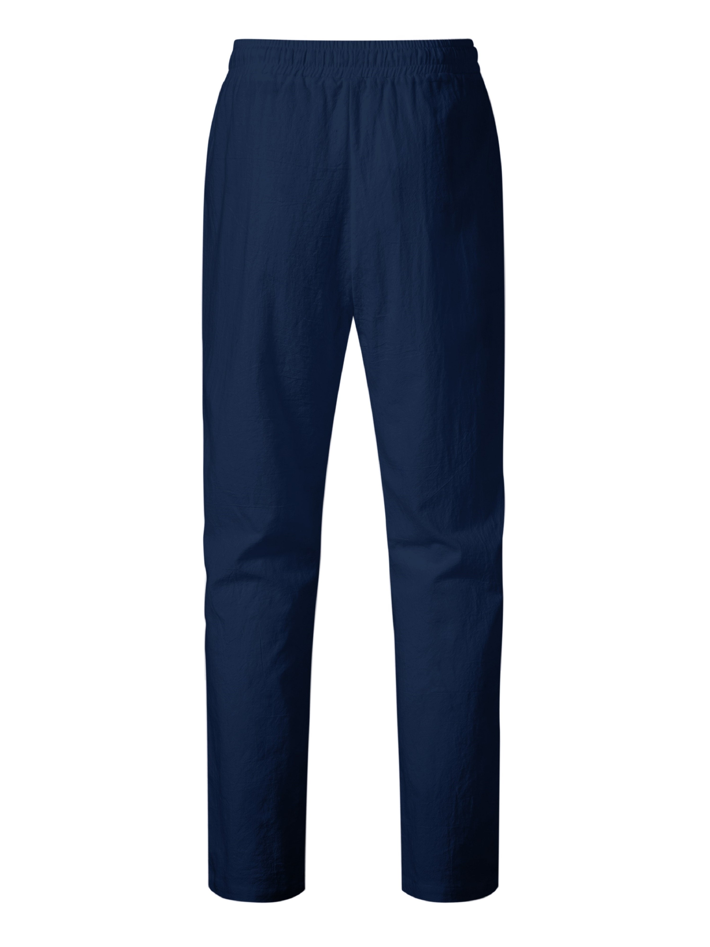 Mens Dark Blue Solid Drawstring Pants