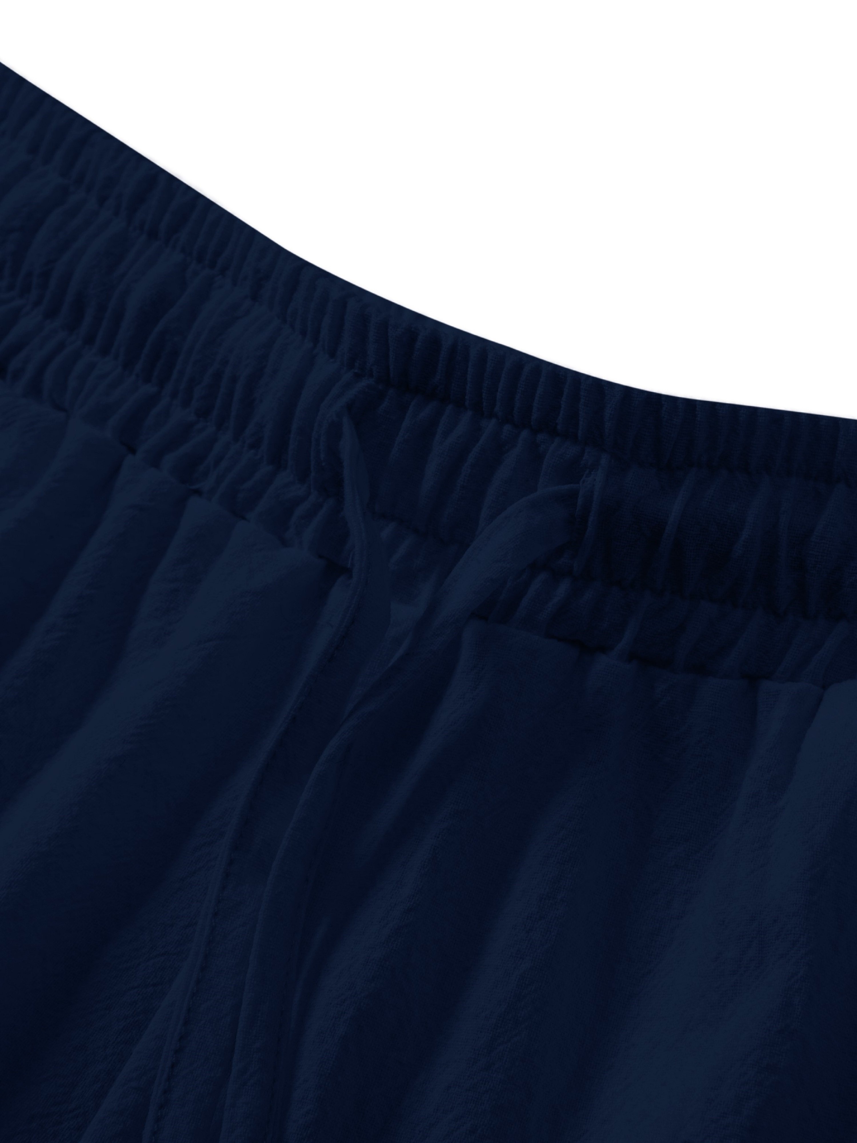 Mens Dark Blue Solid Drawstring Pants