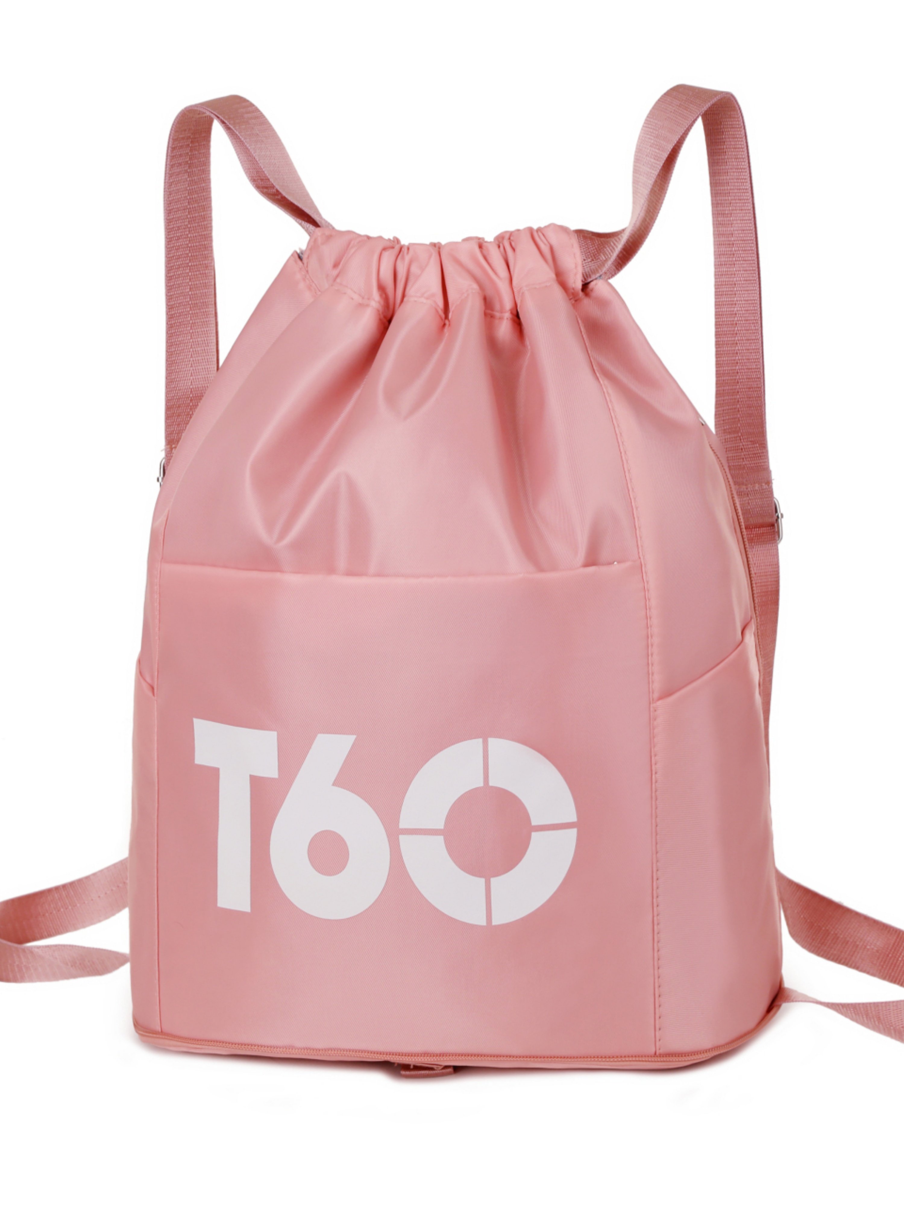 Pink Sporty Drawstring Backpack 