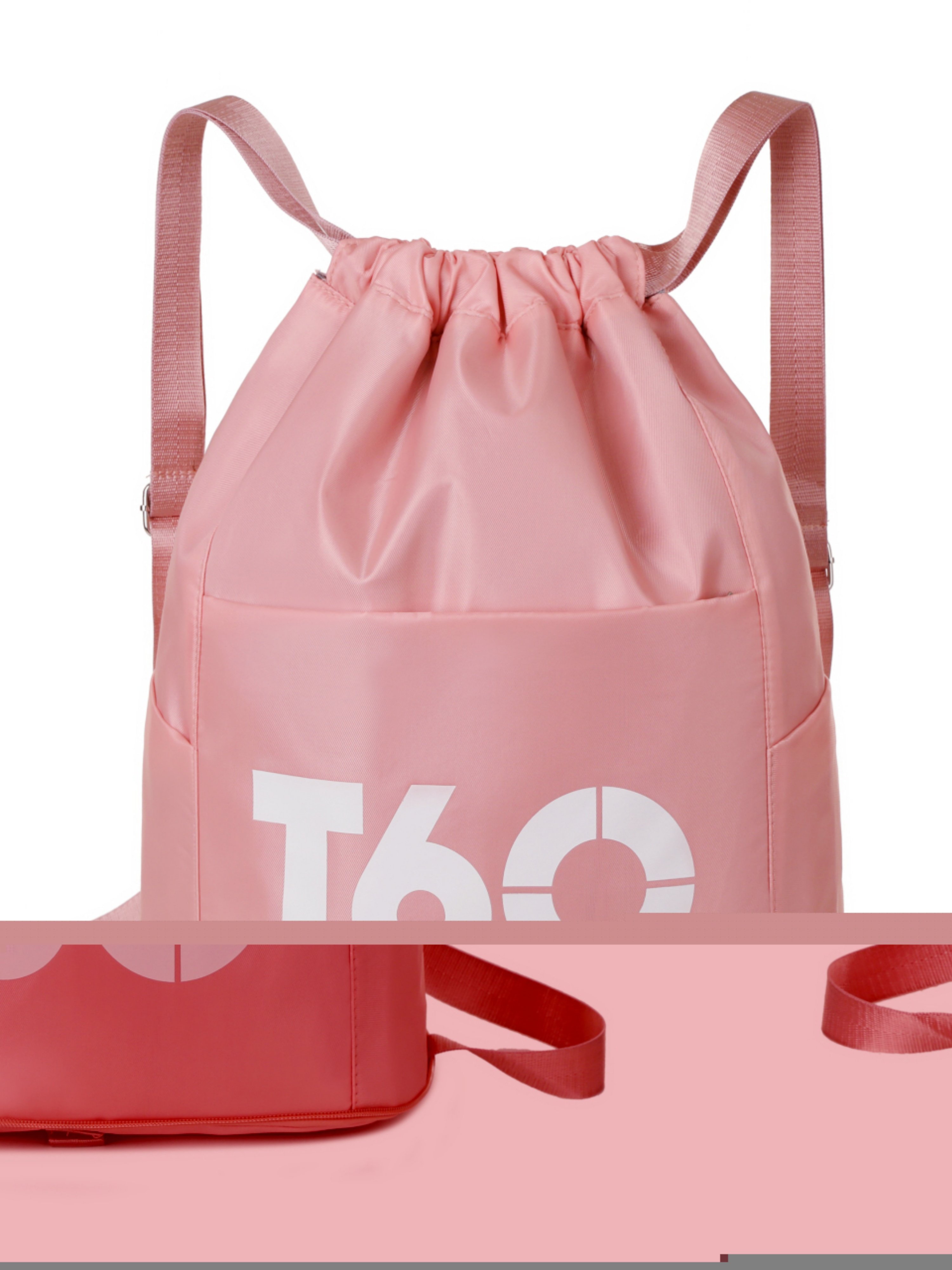 Pink Sporty Drawstring Backpack 