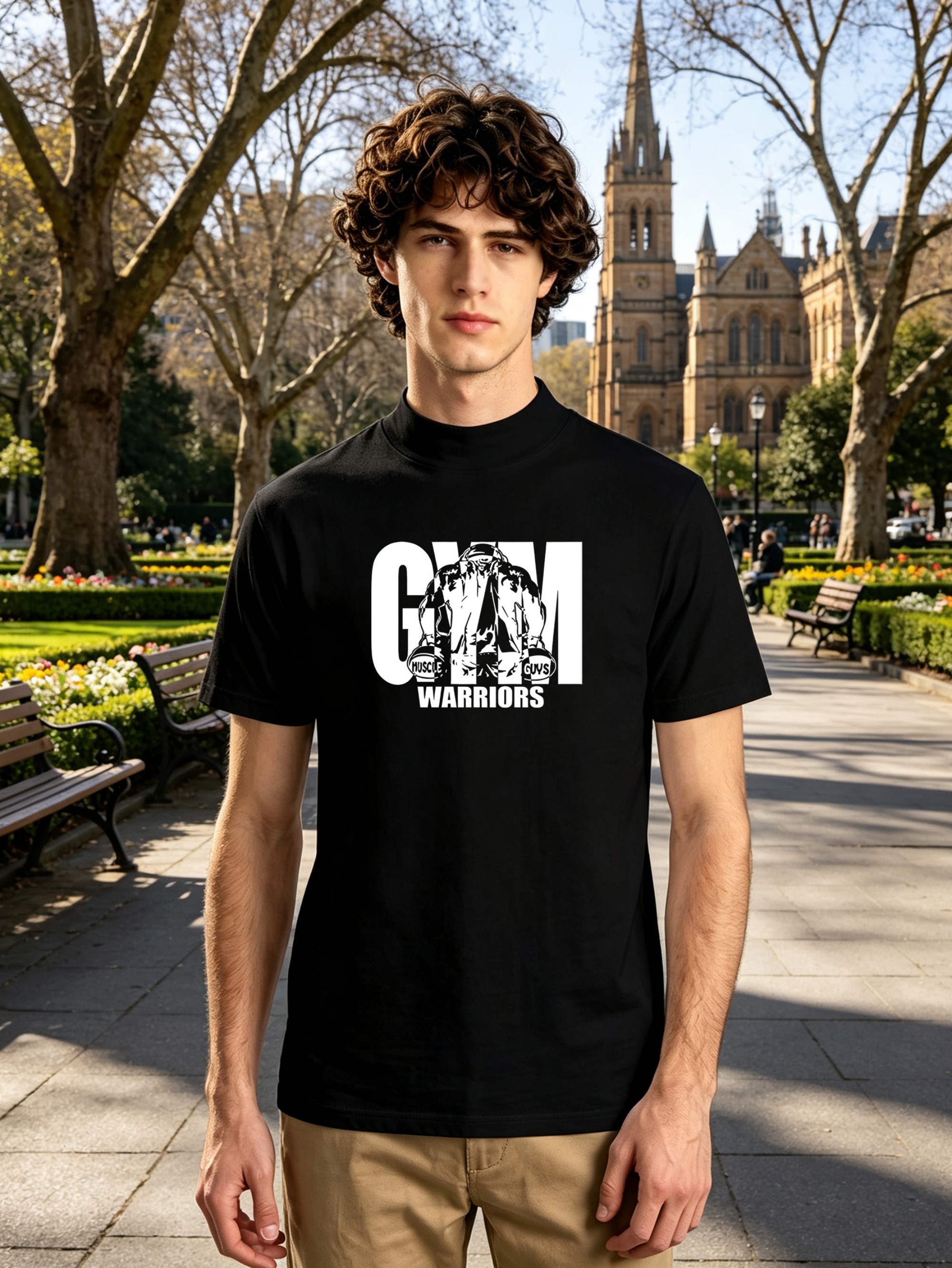 Black Graphic Print Casual T-Shirt with Short Sleeves