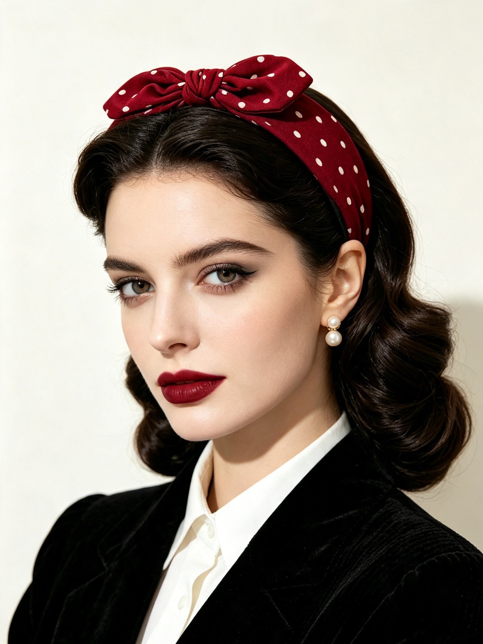 Red Polka Dot Bow Headband