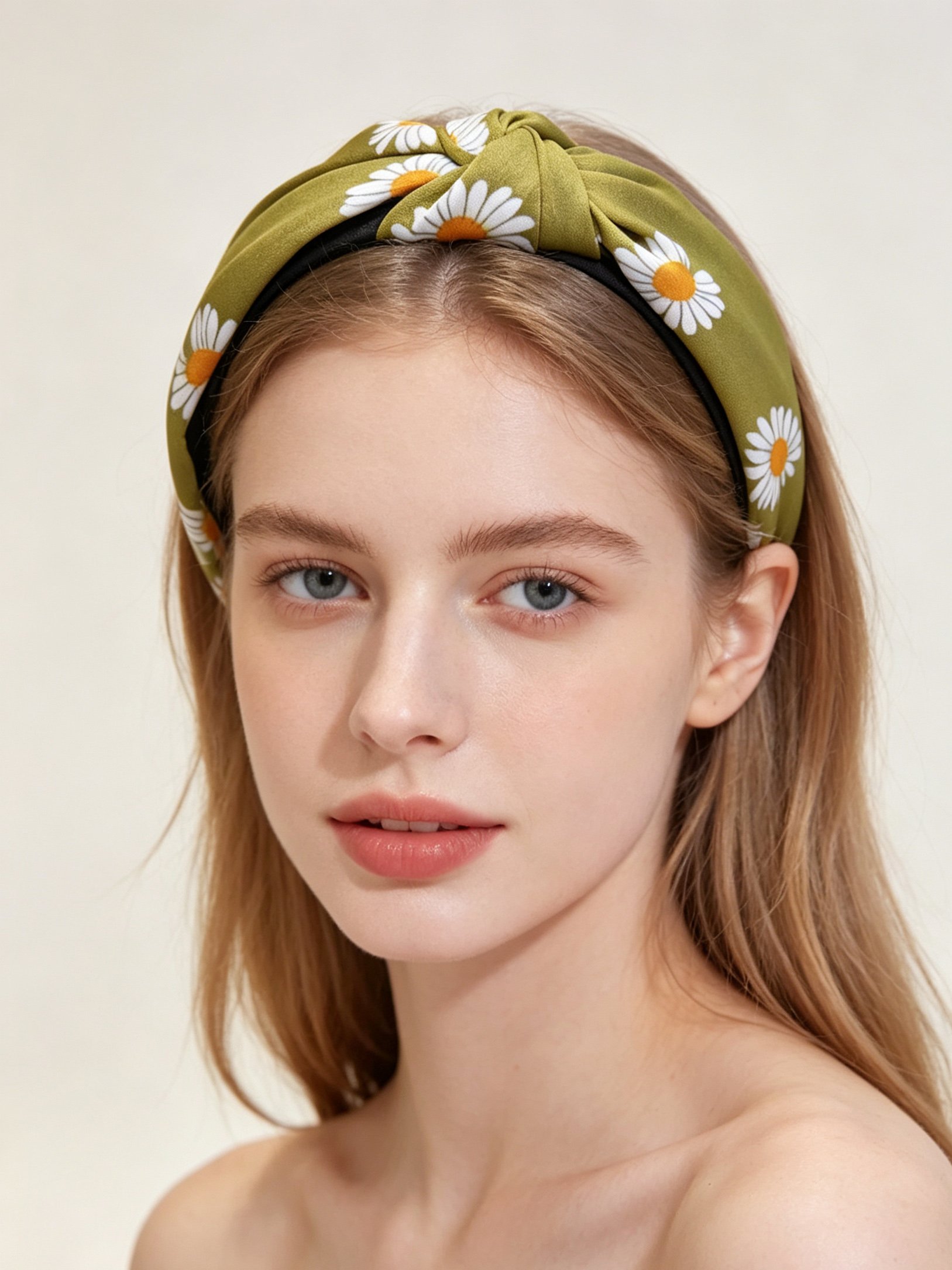 Green Daisy Knot Headband