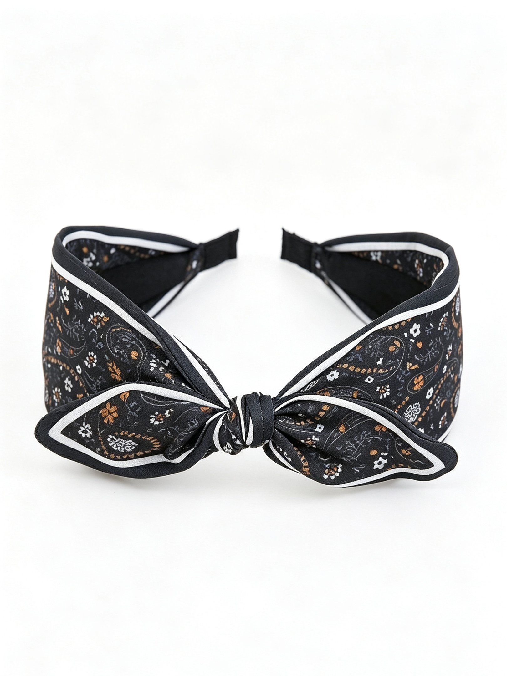 Grey Paisley Bow Headband