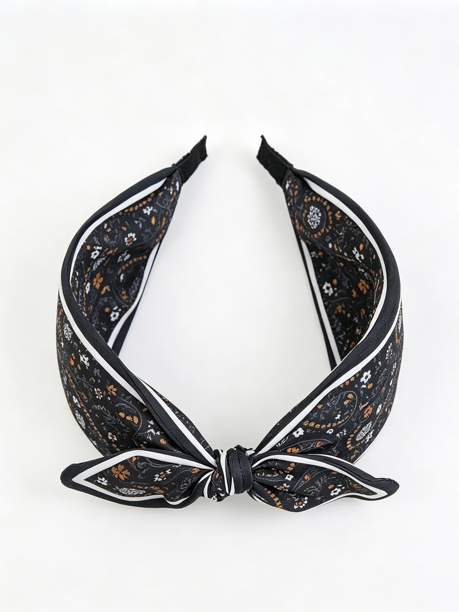 Grey Paisley Bow Headband