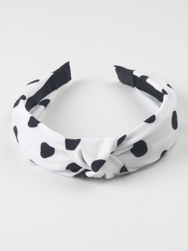 White Polka Dot Knot Headband
