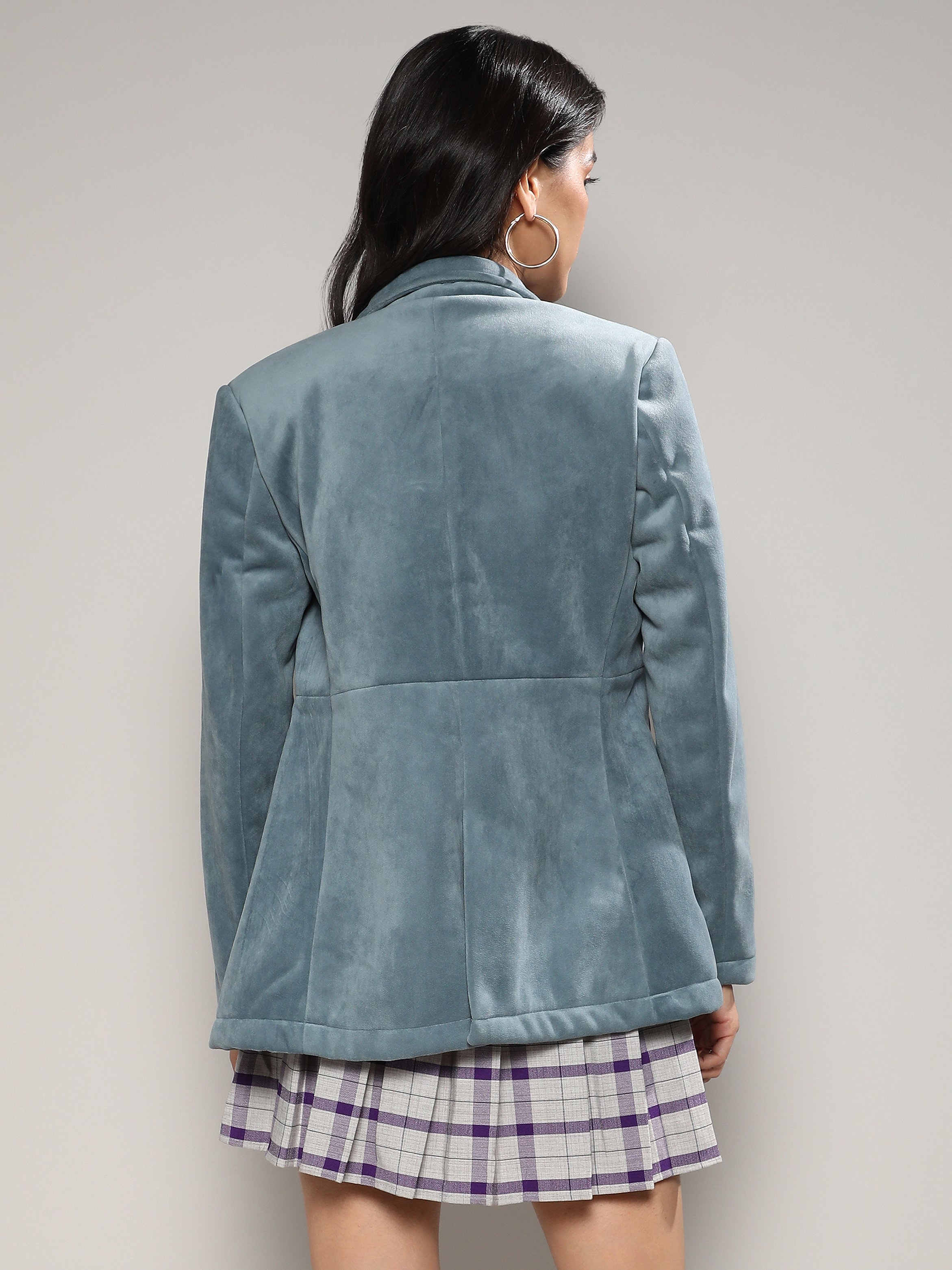 Light Blue Regular Fit Edge-to-Edge Blazer