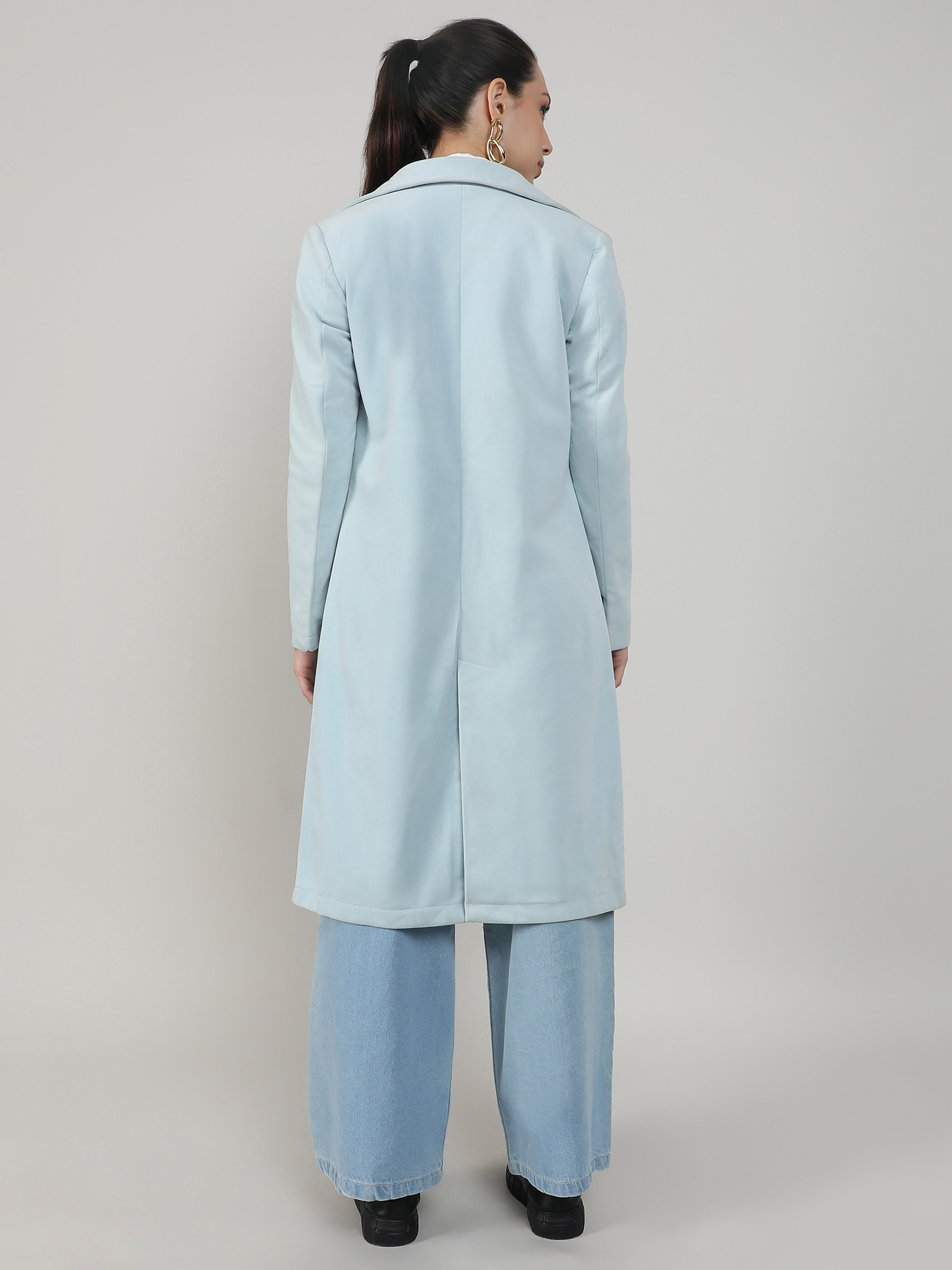 Light Blue Belted Longline Coat