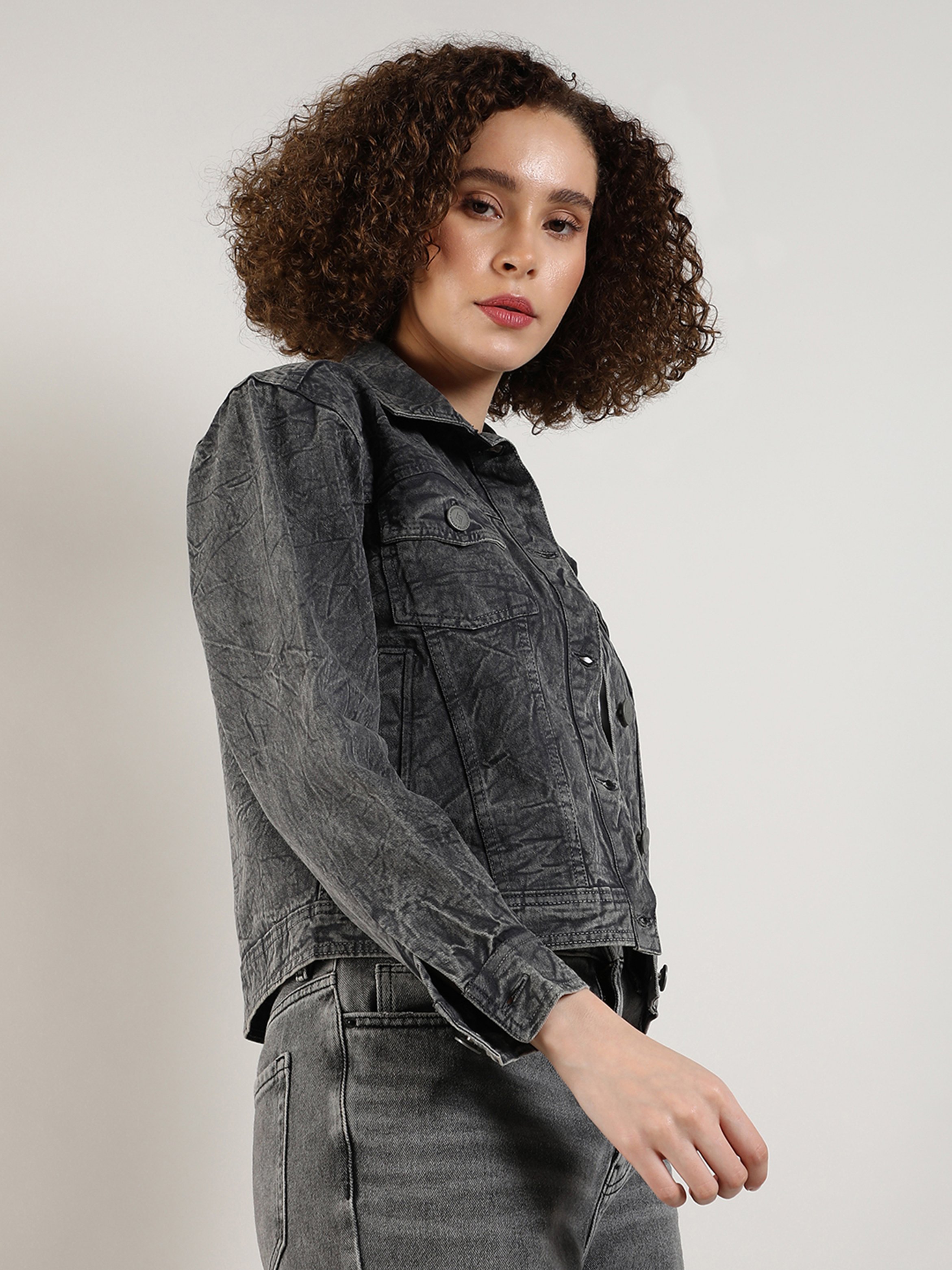 Charcoal Acid Wash Denim Jacket