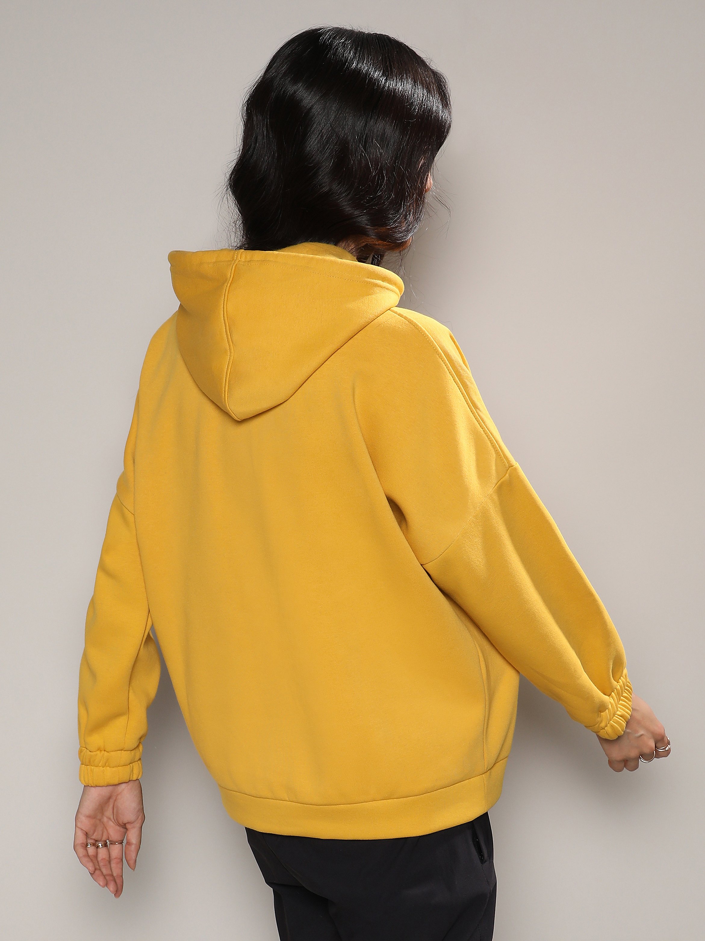 Mustard Regular Fit Hoodie with Kangaroo Pocket