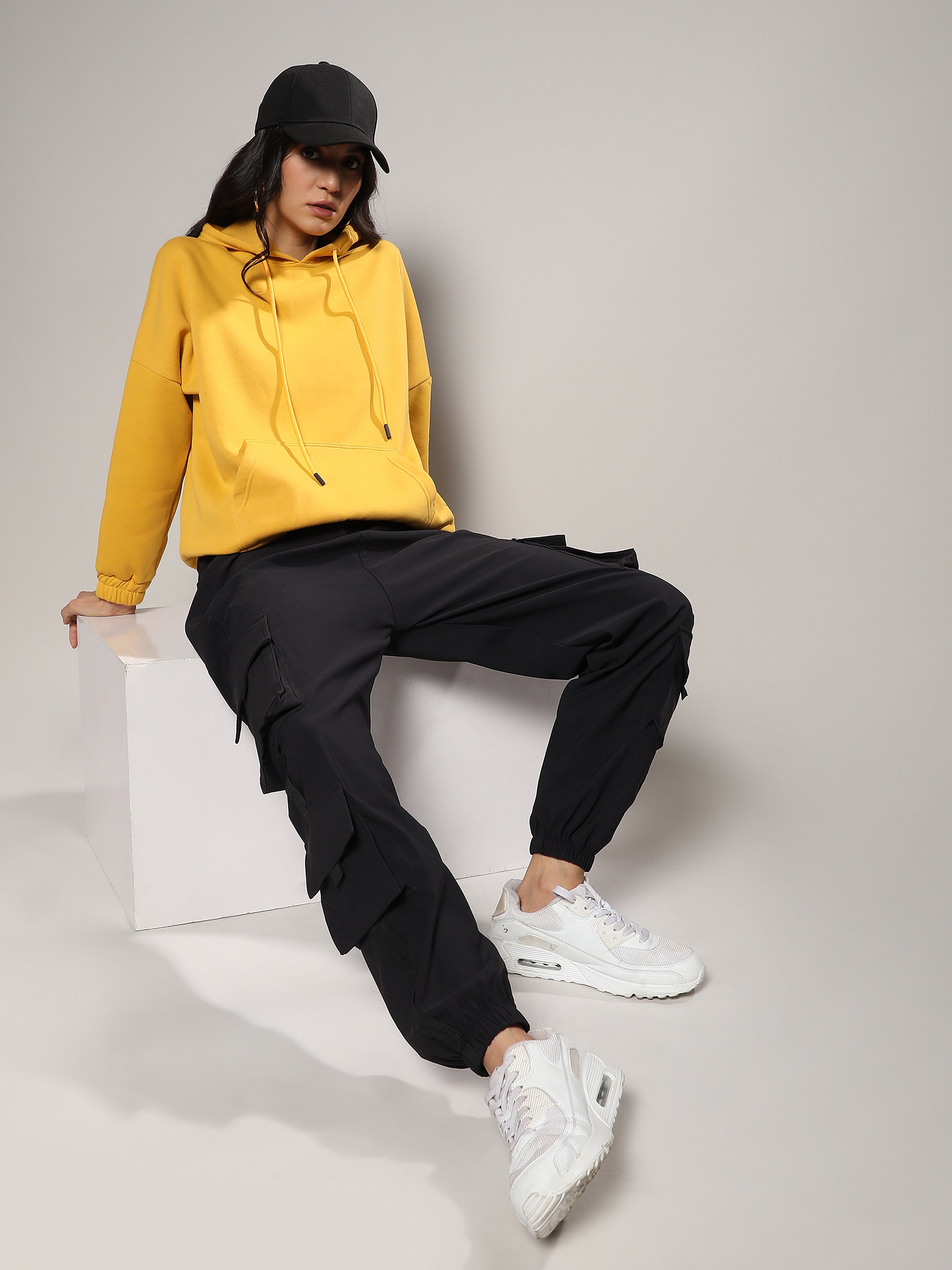 Mustard Regular Fit Hoodie with Kangaroo Pocket