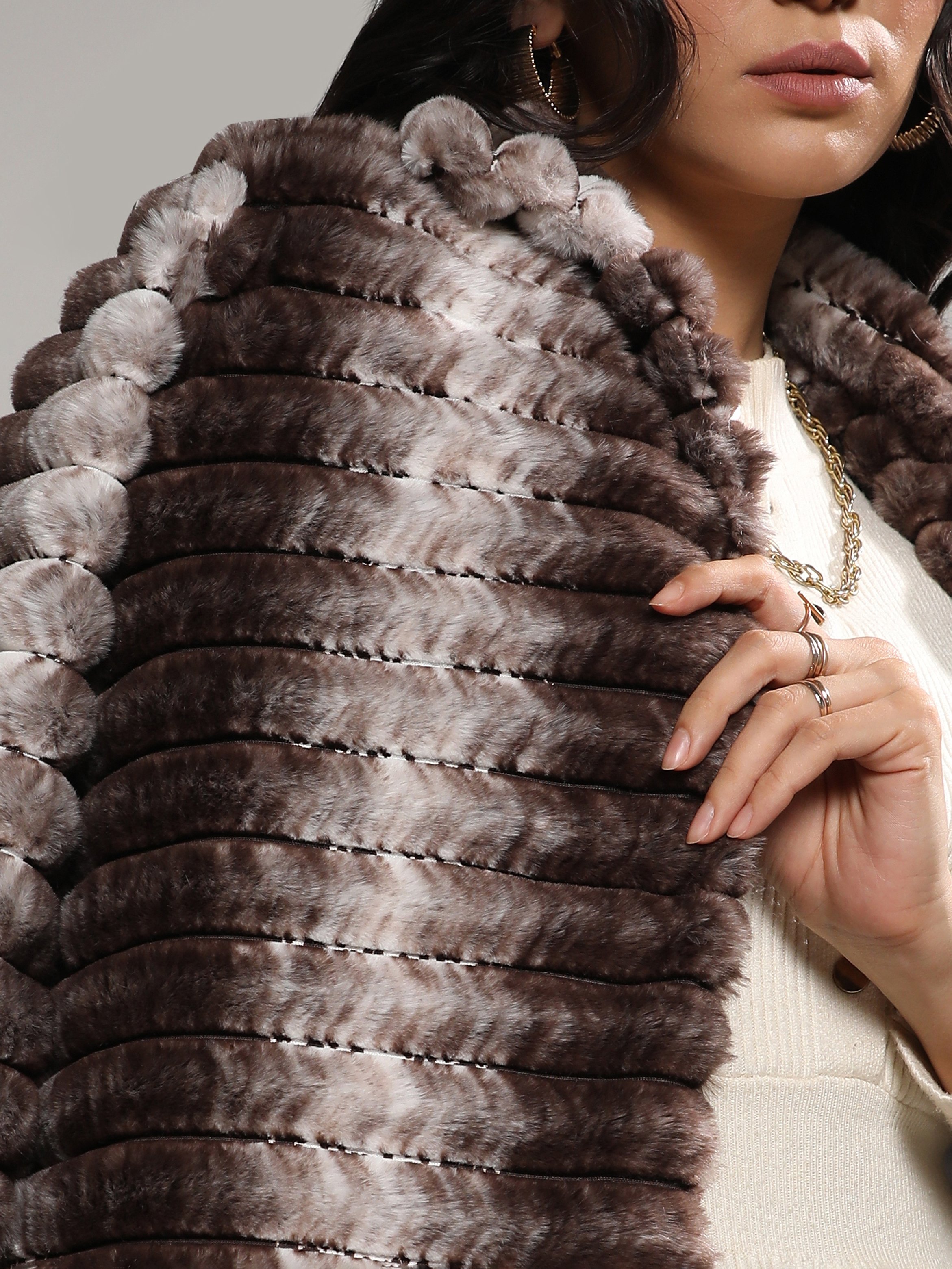 Ombre Ripple Faux Fur Coat