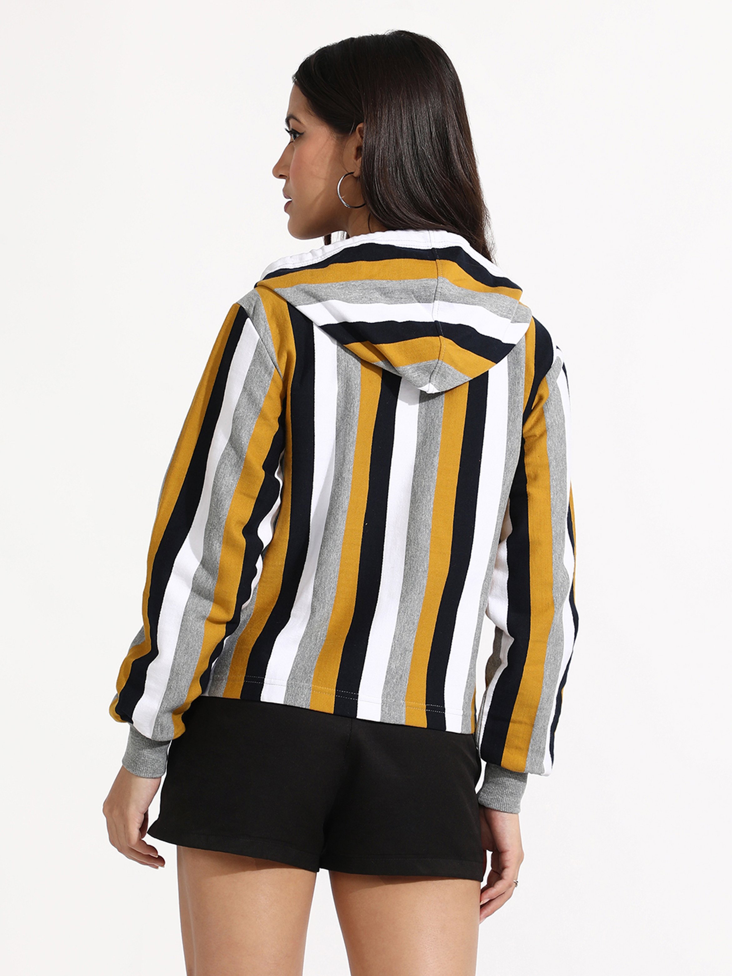 Striped Regular Fit Zip-Up Hoodie
