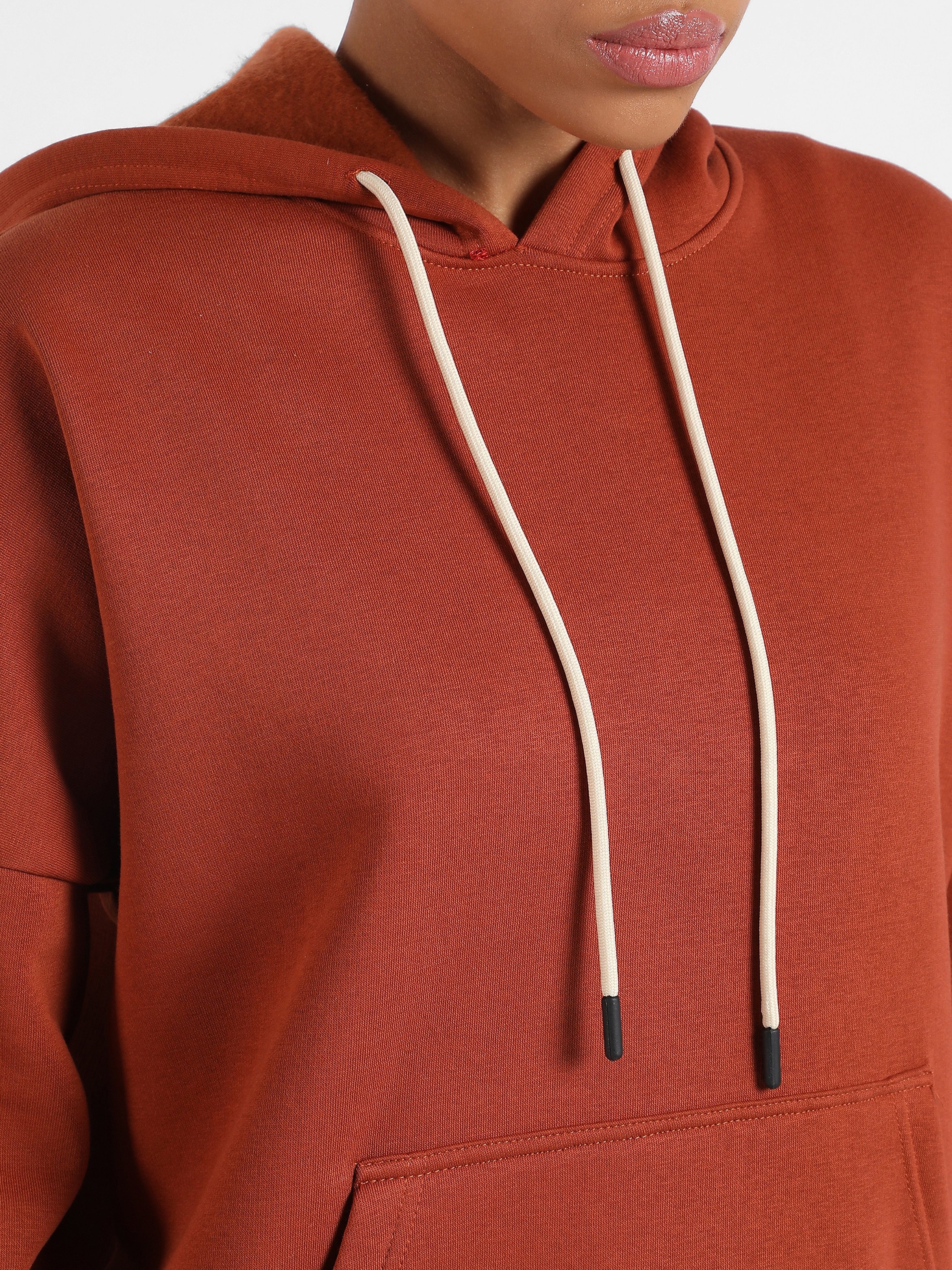 Rust Oversized Regular-Length Hoodie with Kangaroo Pocket