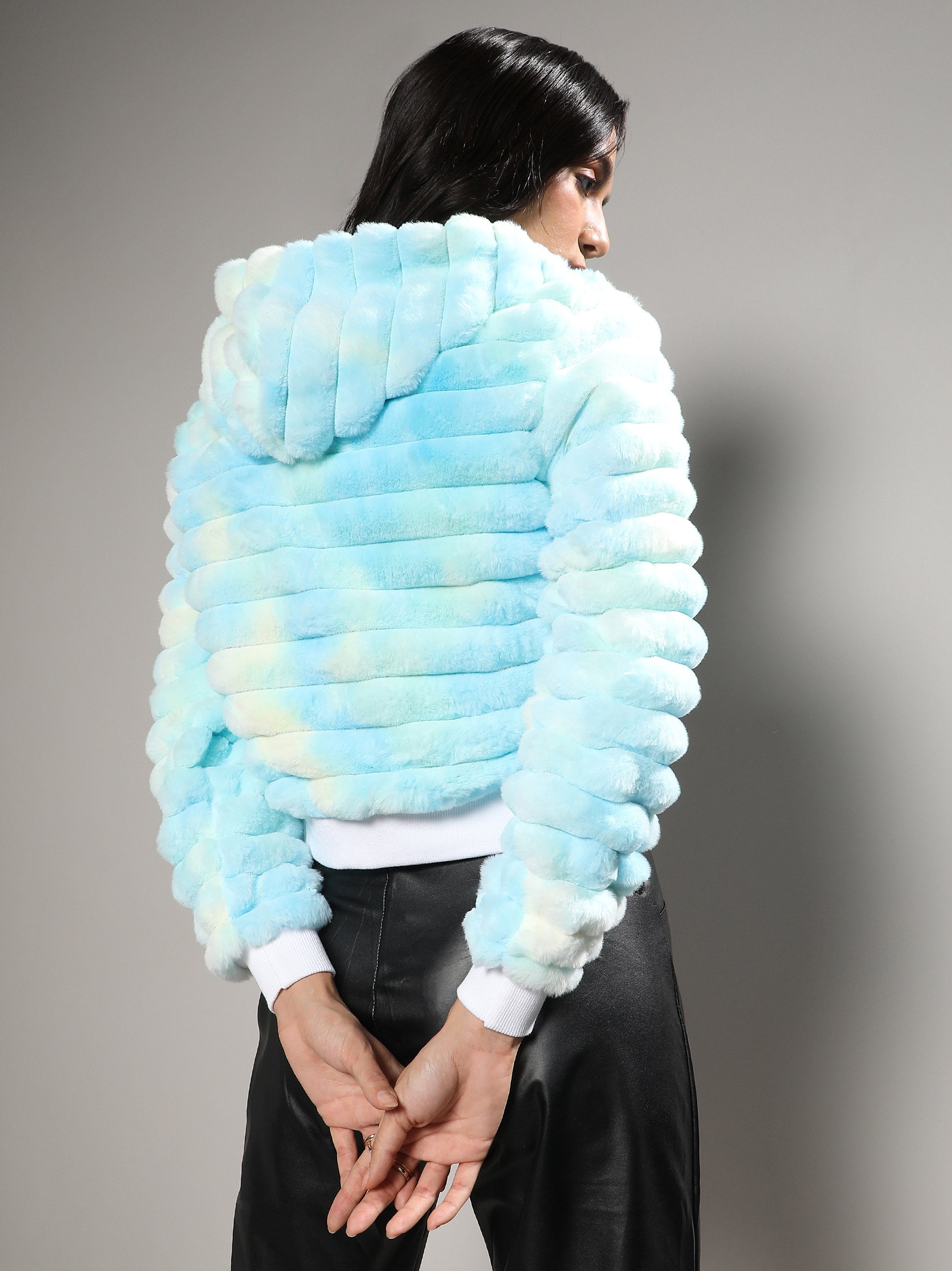 Light Blue Faux Fur Jacket
