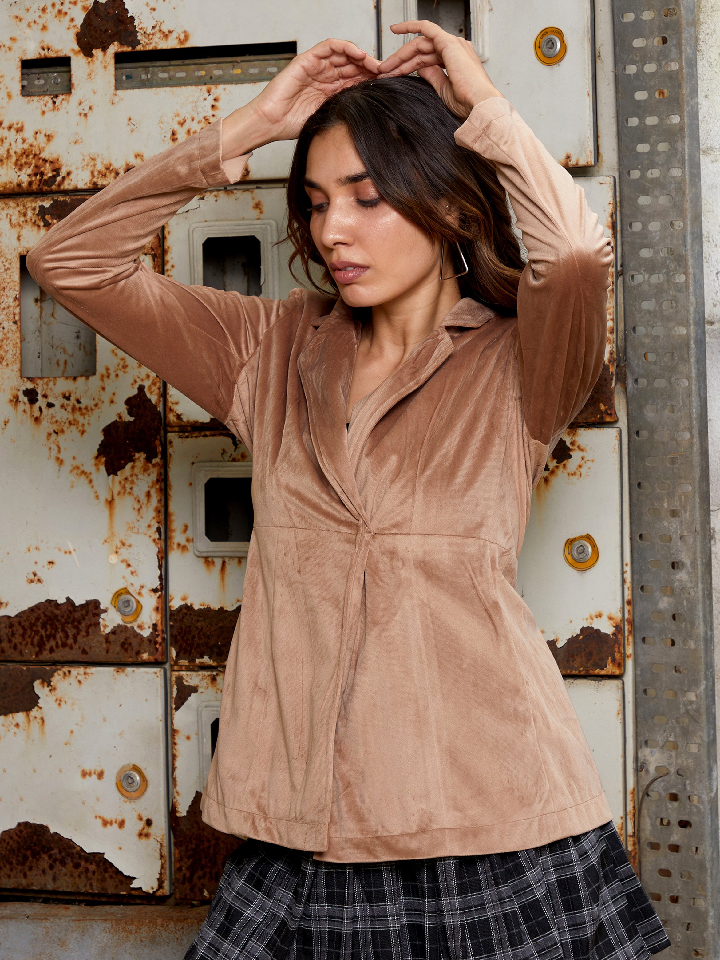 Tan Suede Look Blazer