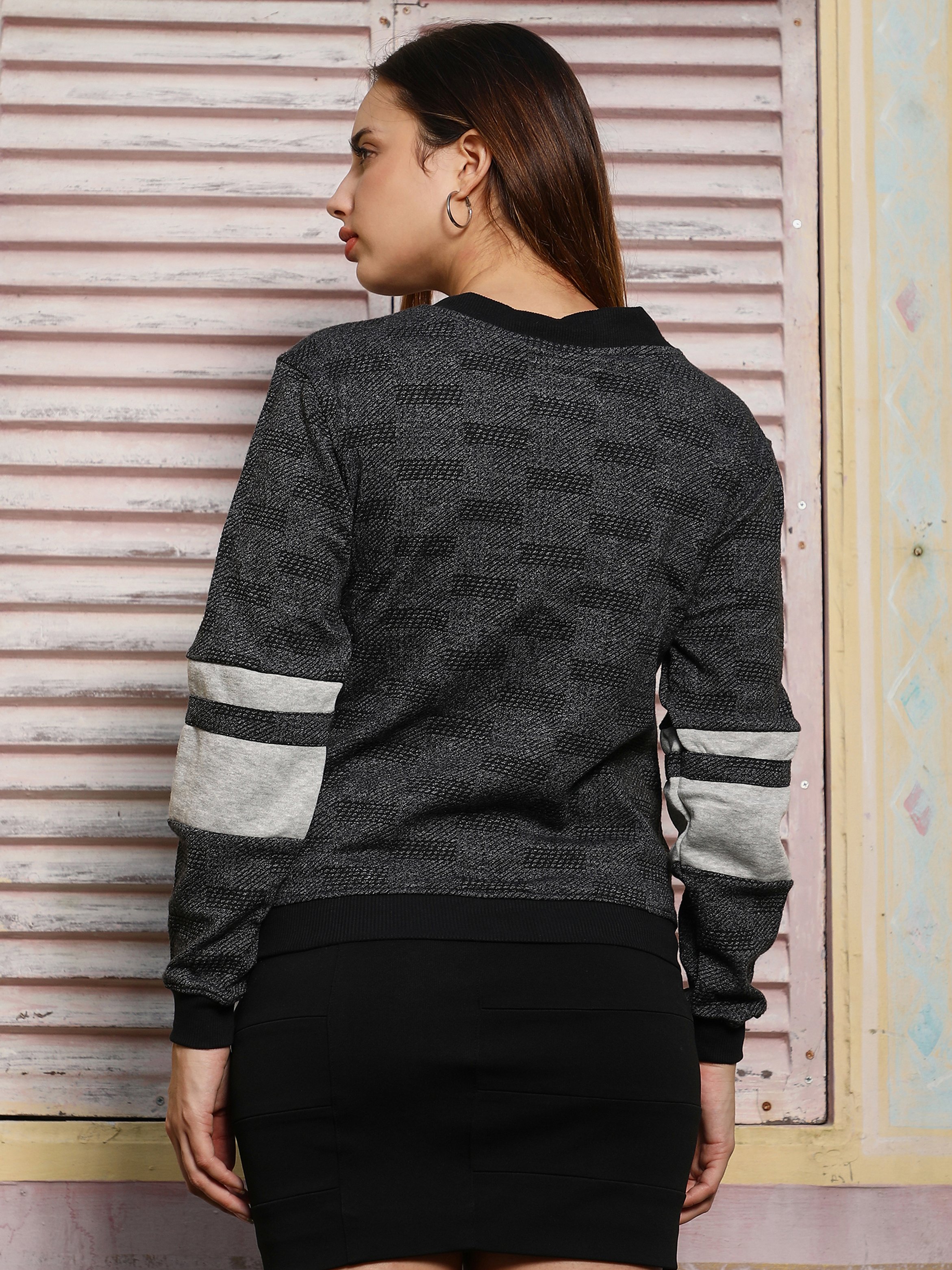 Charcoal Textured Bomber Jacket
