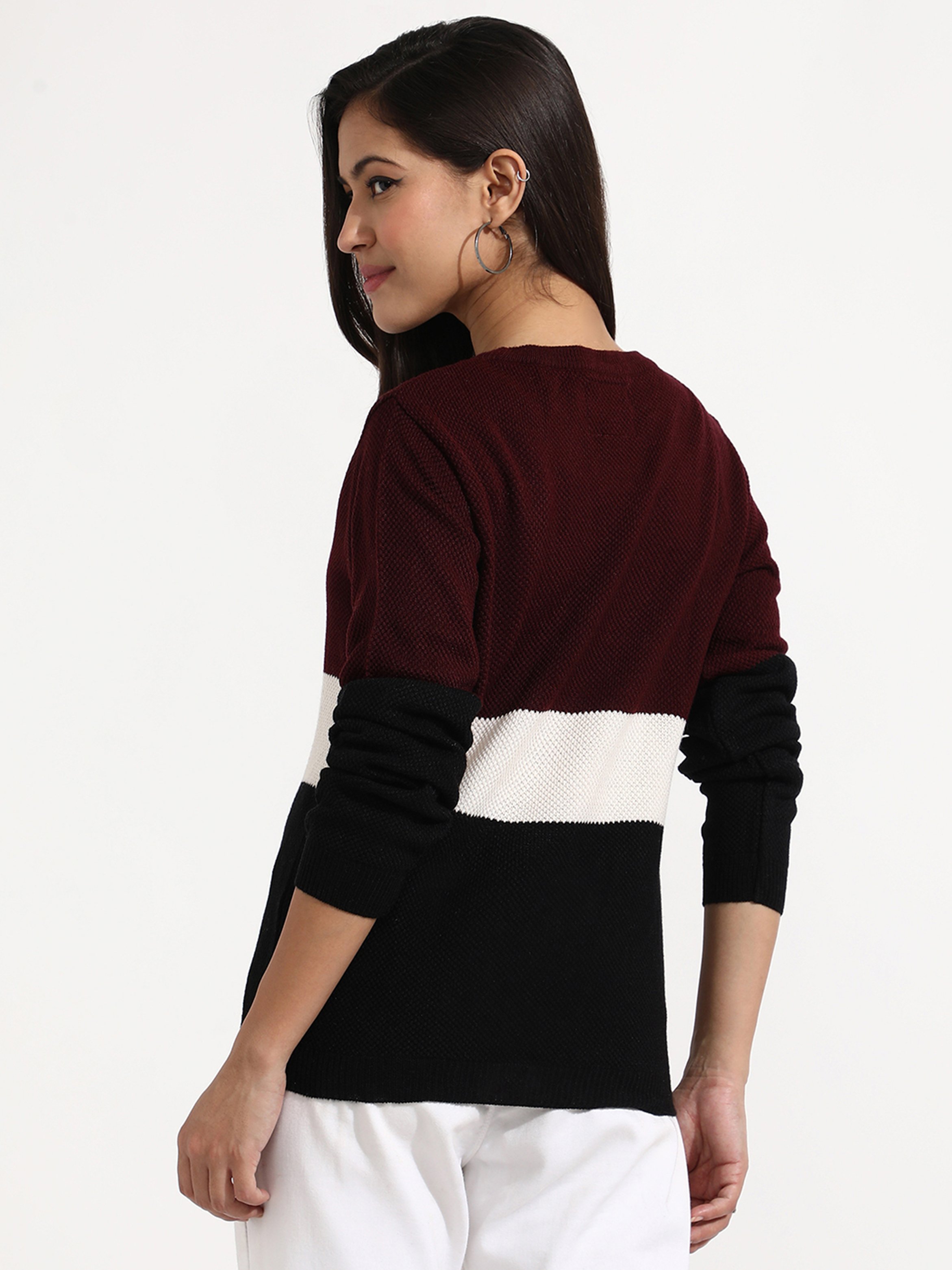Colour Block Knit Pullover Sweater