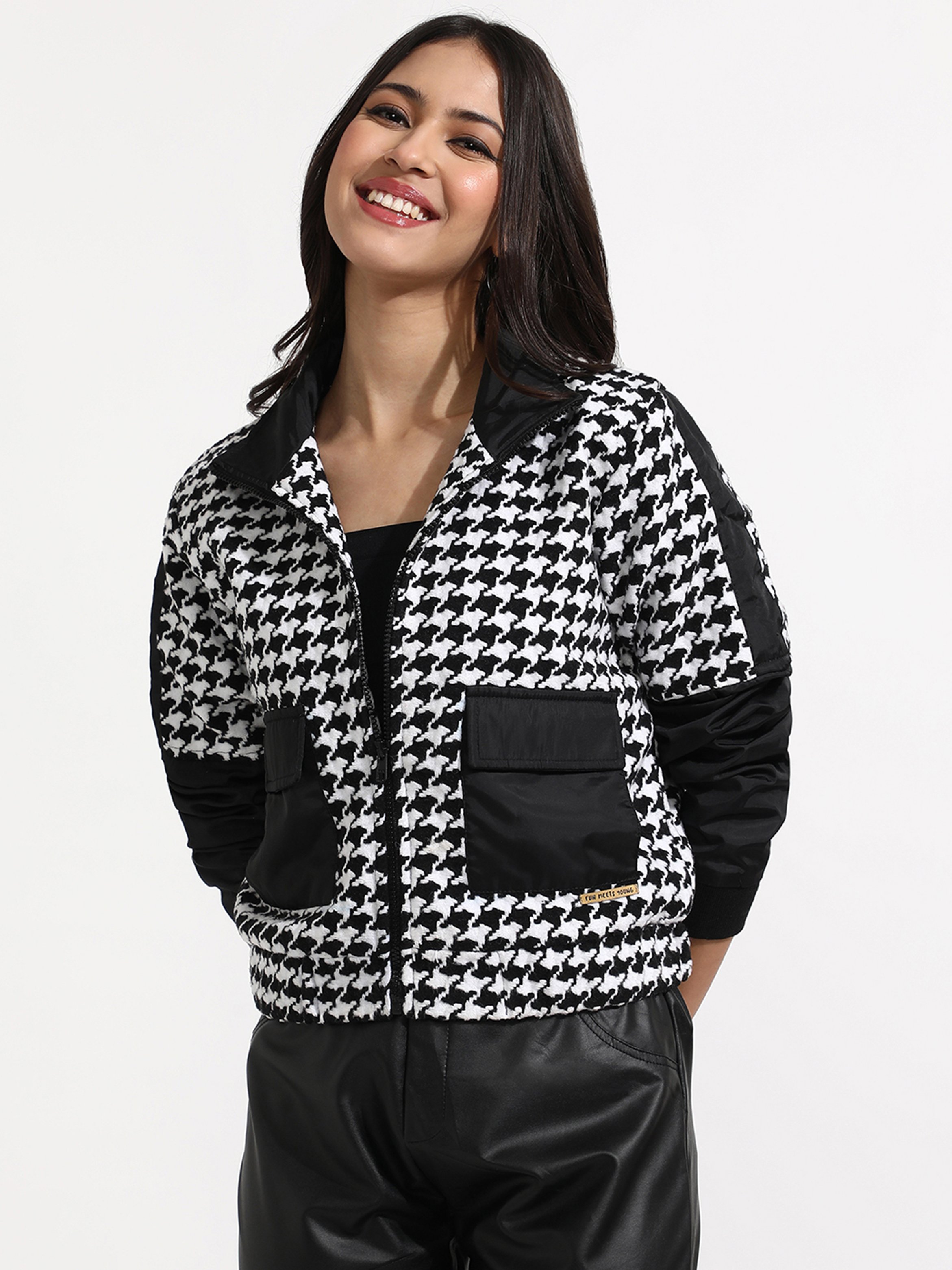 Houndstooth Contrast Jacket