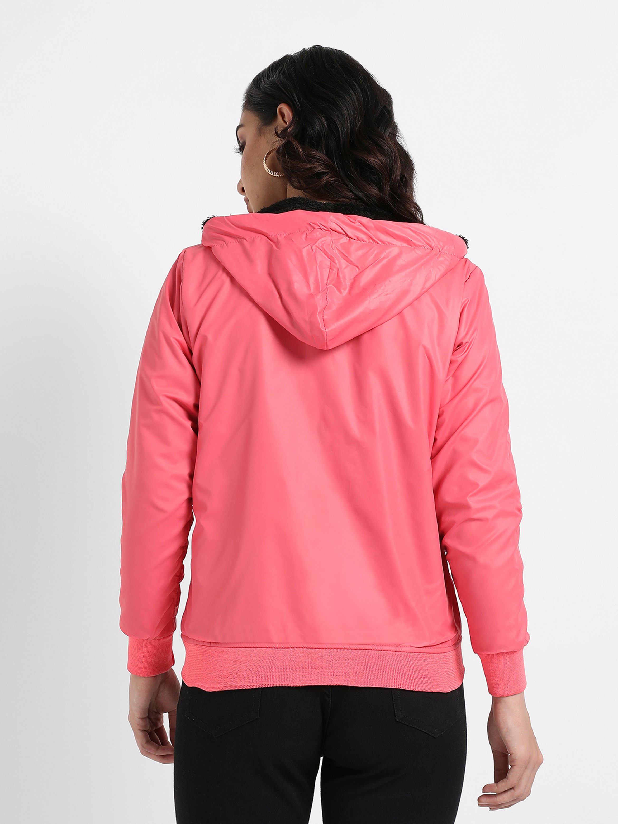 Pink Hooded Bomber Jacket
