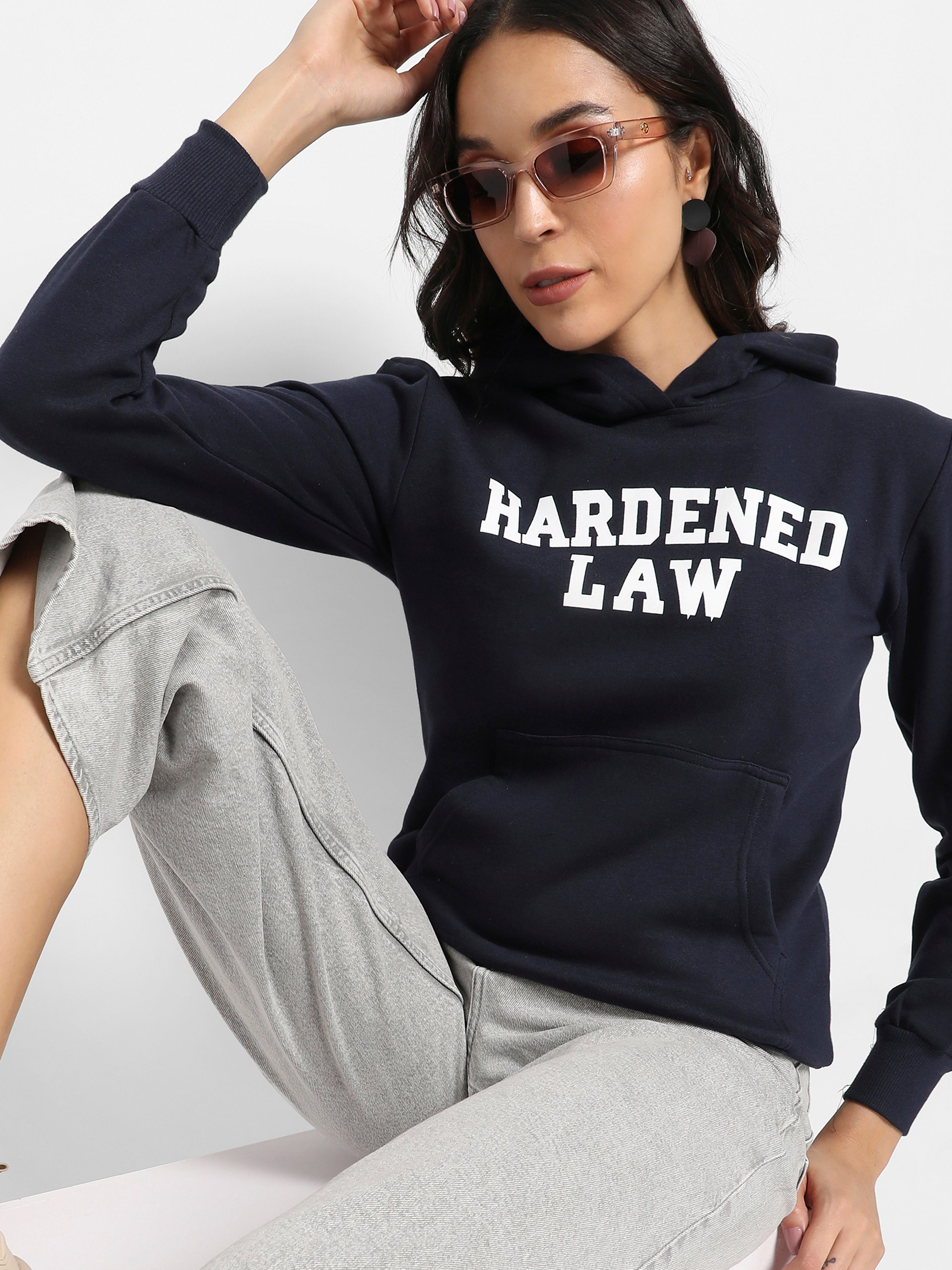 Navy Blue Regular Fit Hoodie with Kangaroo Pocket