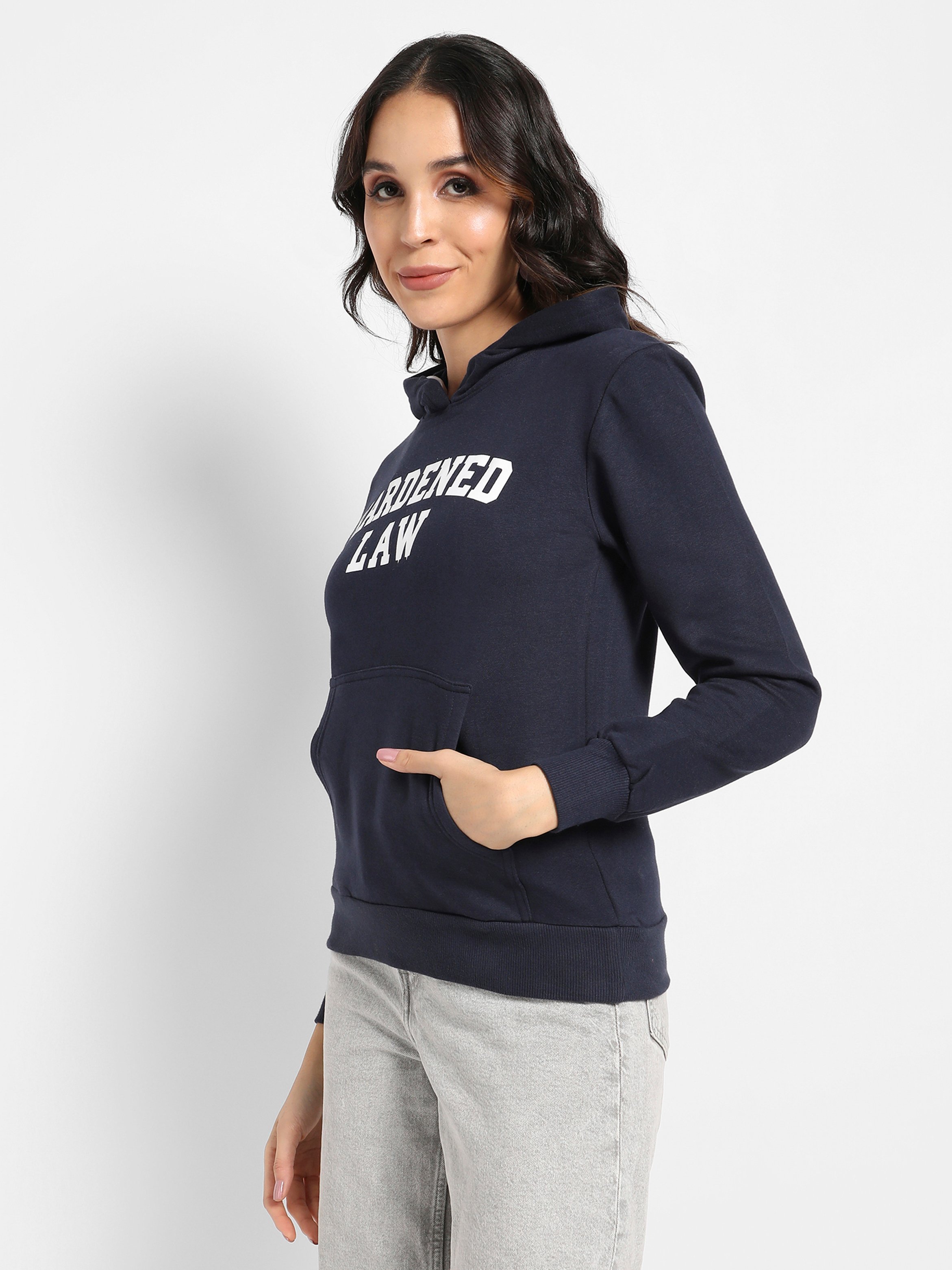 Navy Blue Regular Fit Hoodie with Kangaroo Pocket
