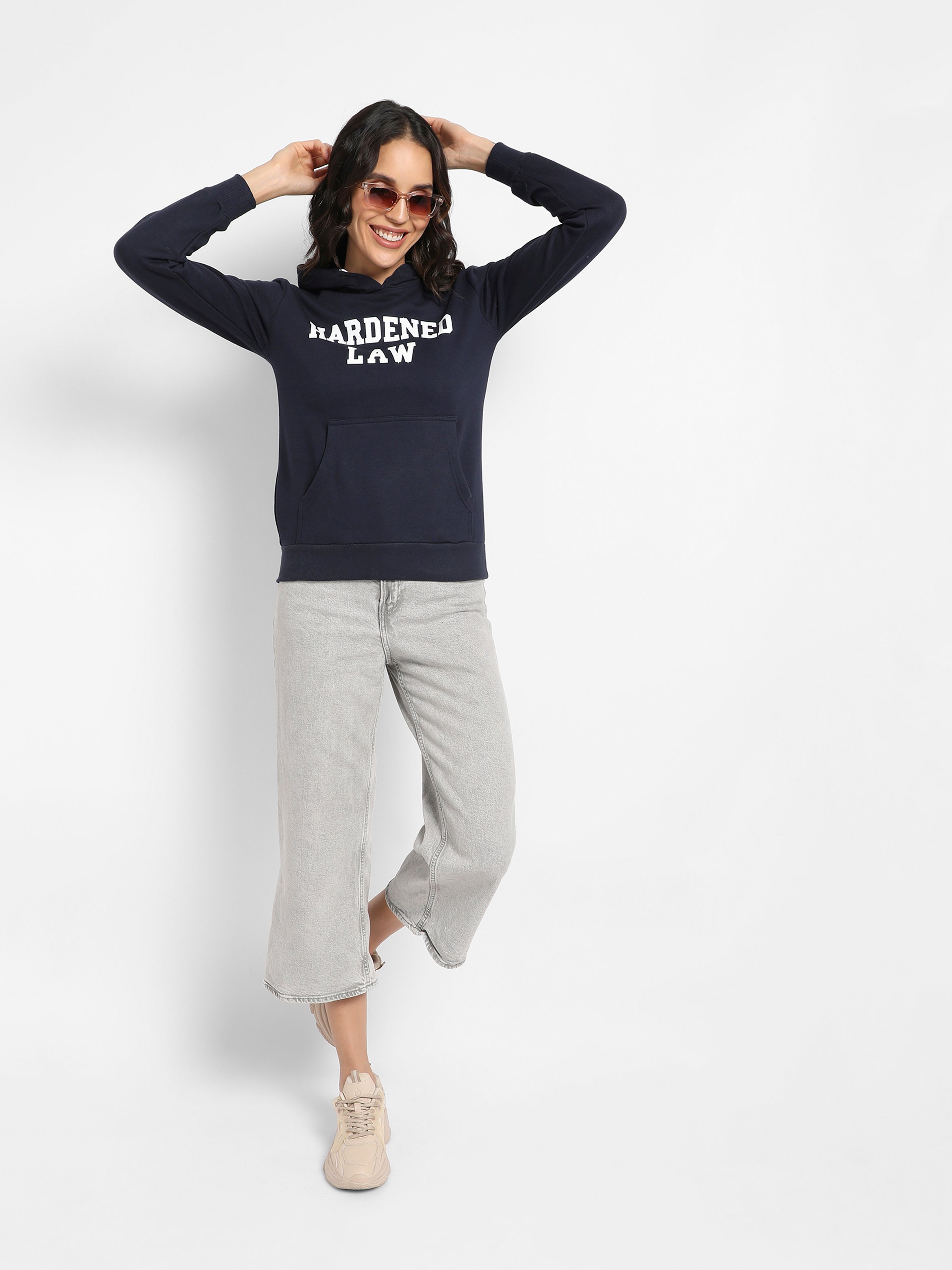 Navy Blue Regular Fit Hoodie with Kangaroo Pocket