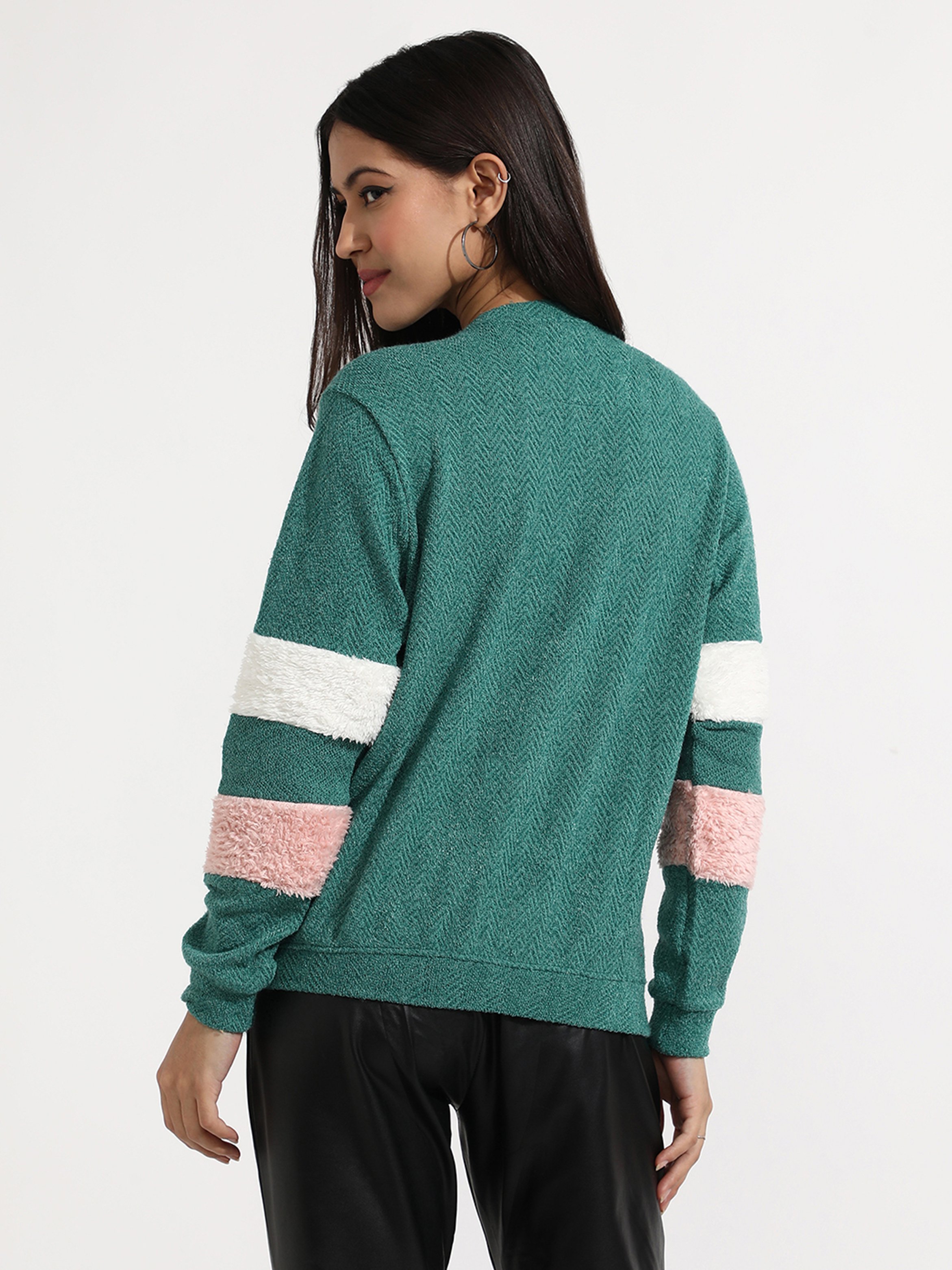 Teal Chevron Zip-Up Jacket
