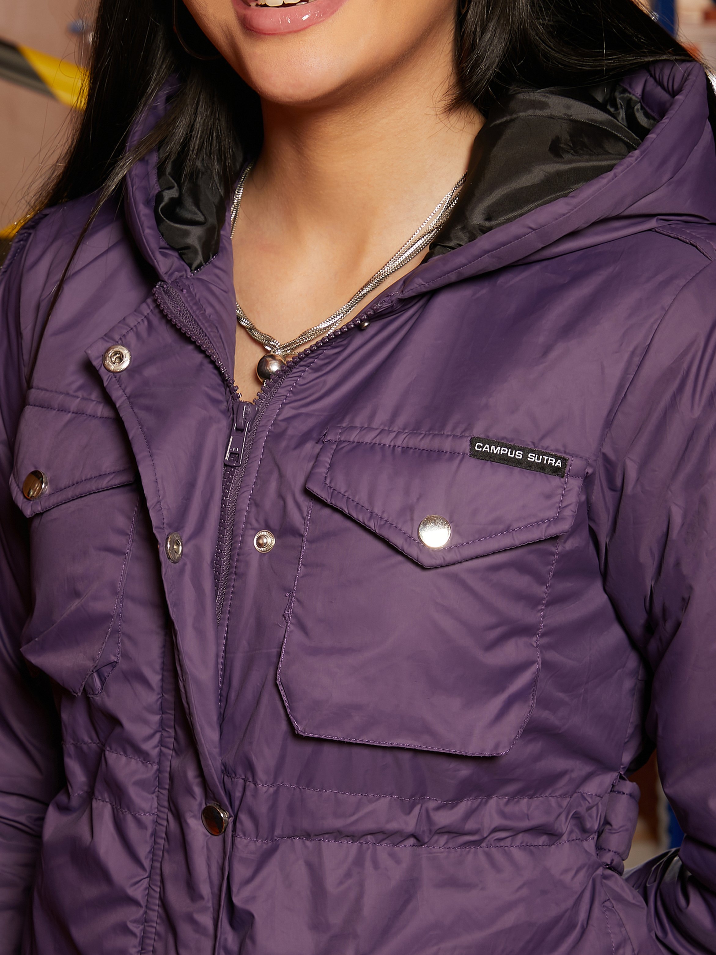 Royal Purple Puffer Jacket with Belt