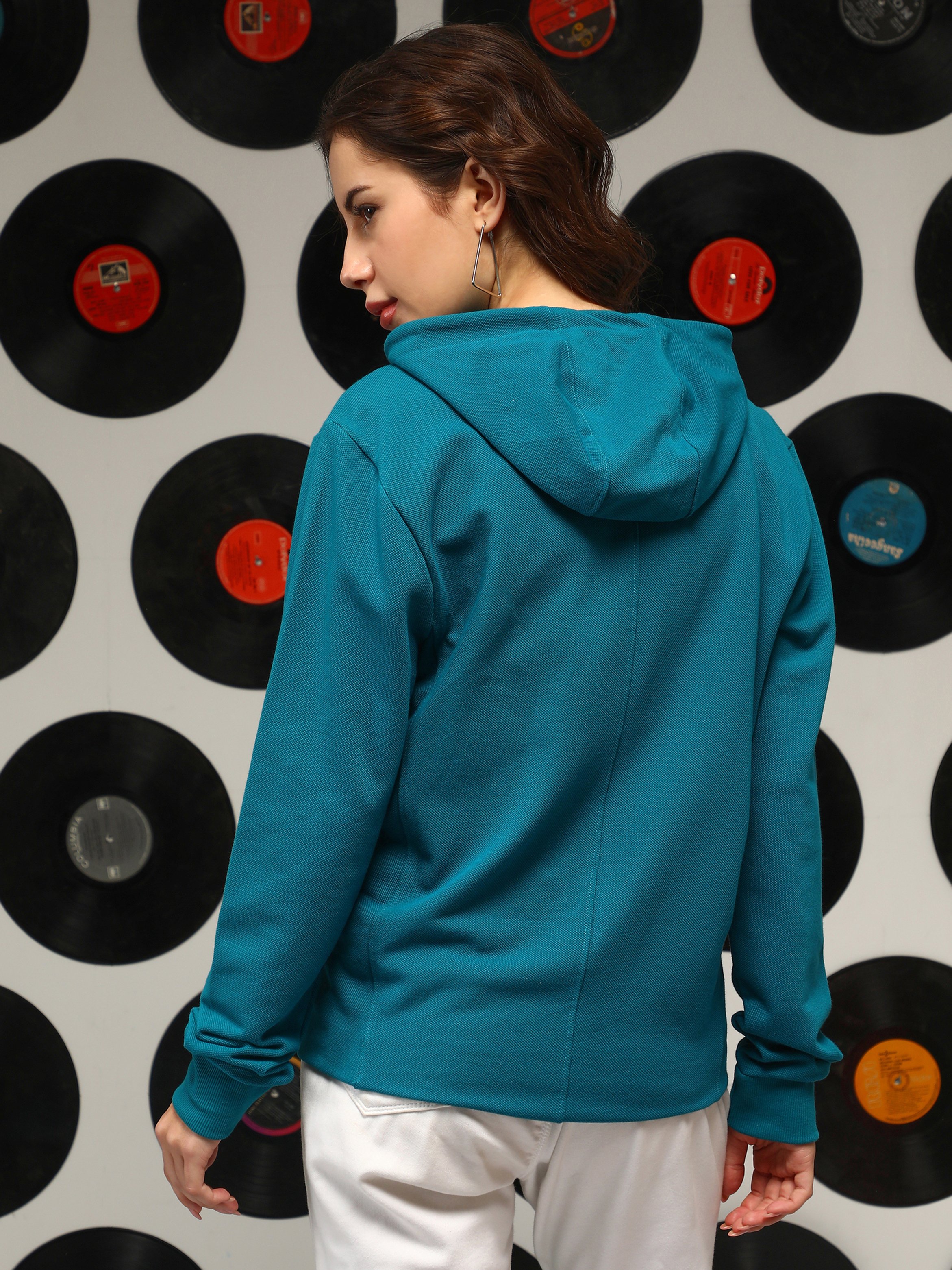 Teal Regular Fit Pullover Hoodie