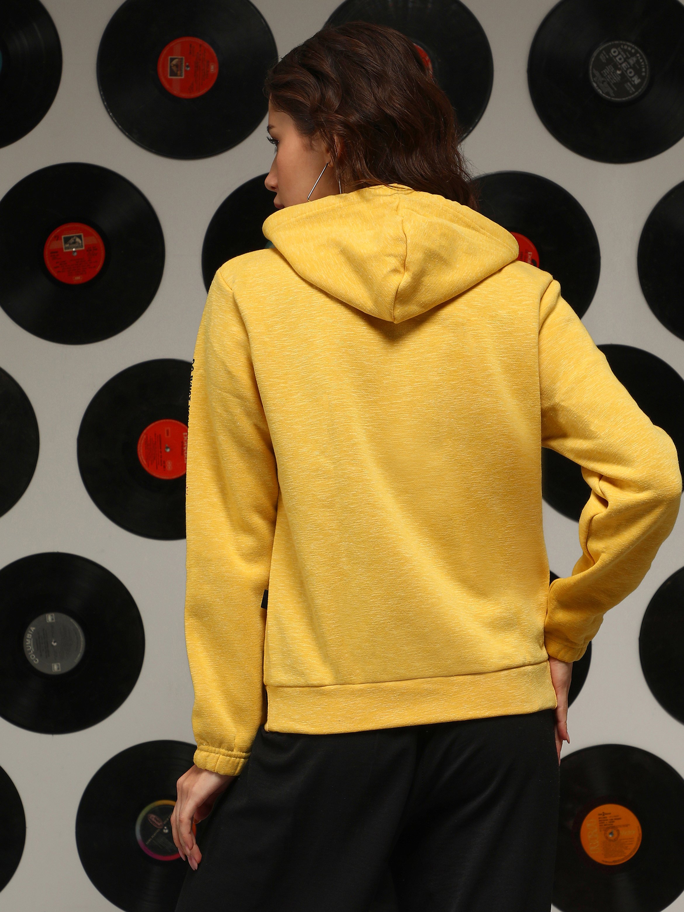Yellow Full-Zip Hoodie with Well Be Alright Print