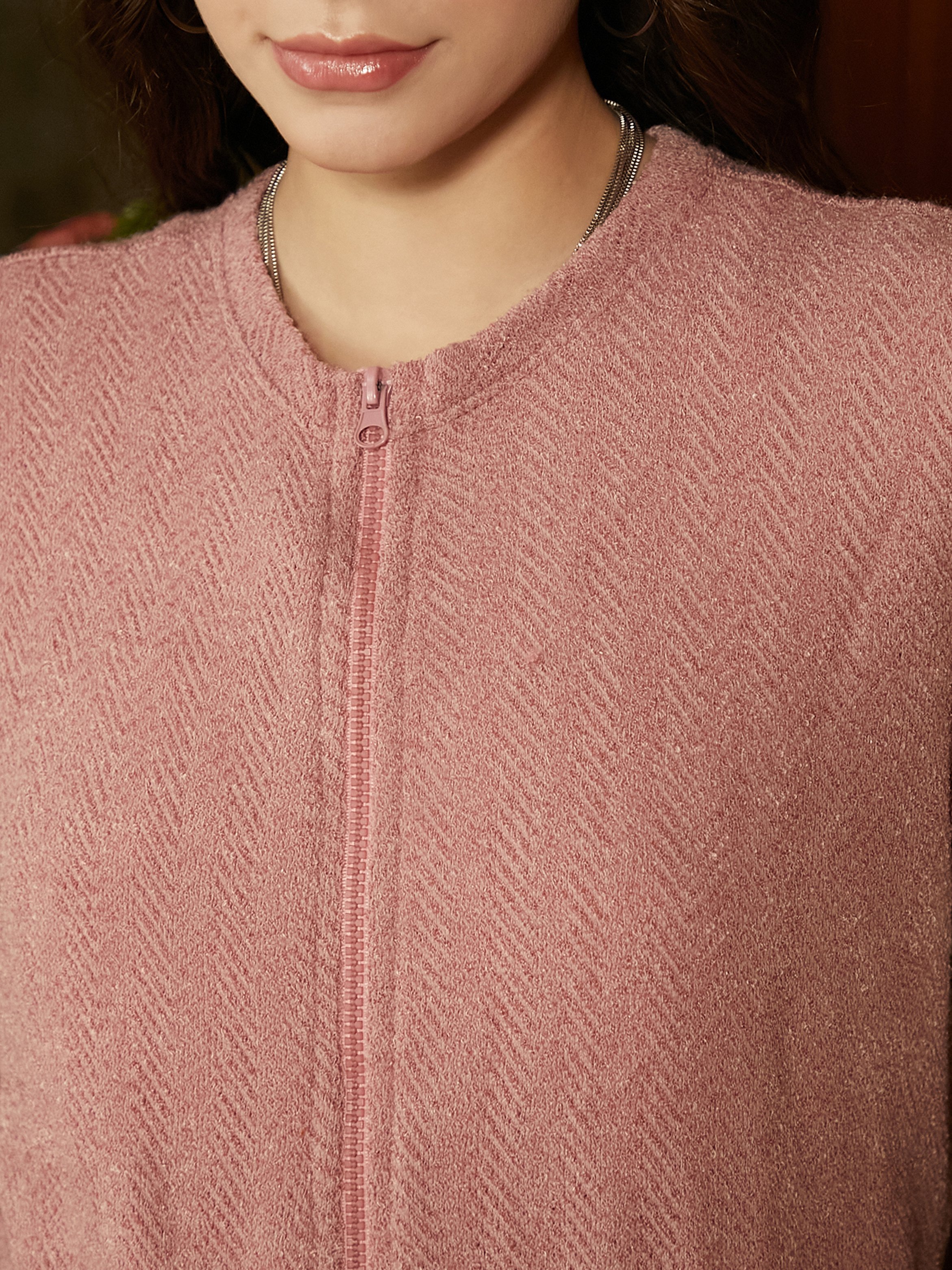 Salmon Pink Chevron Block Jacket