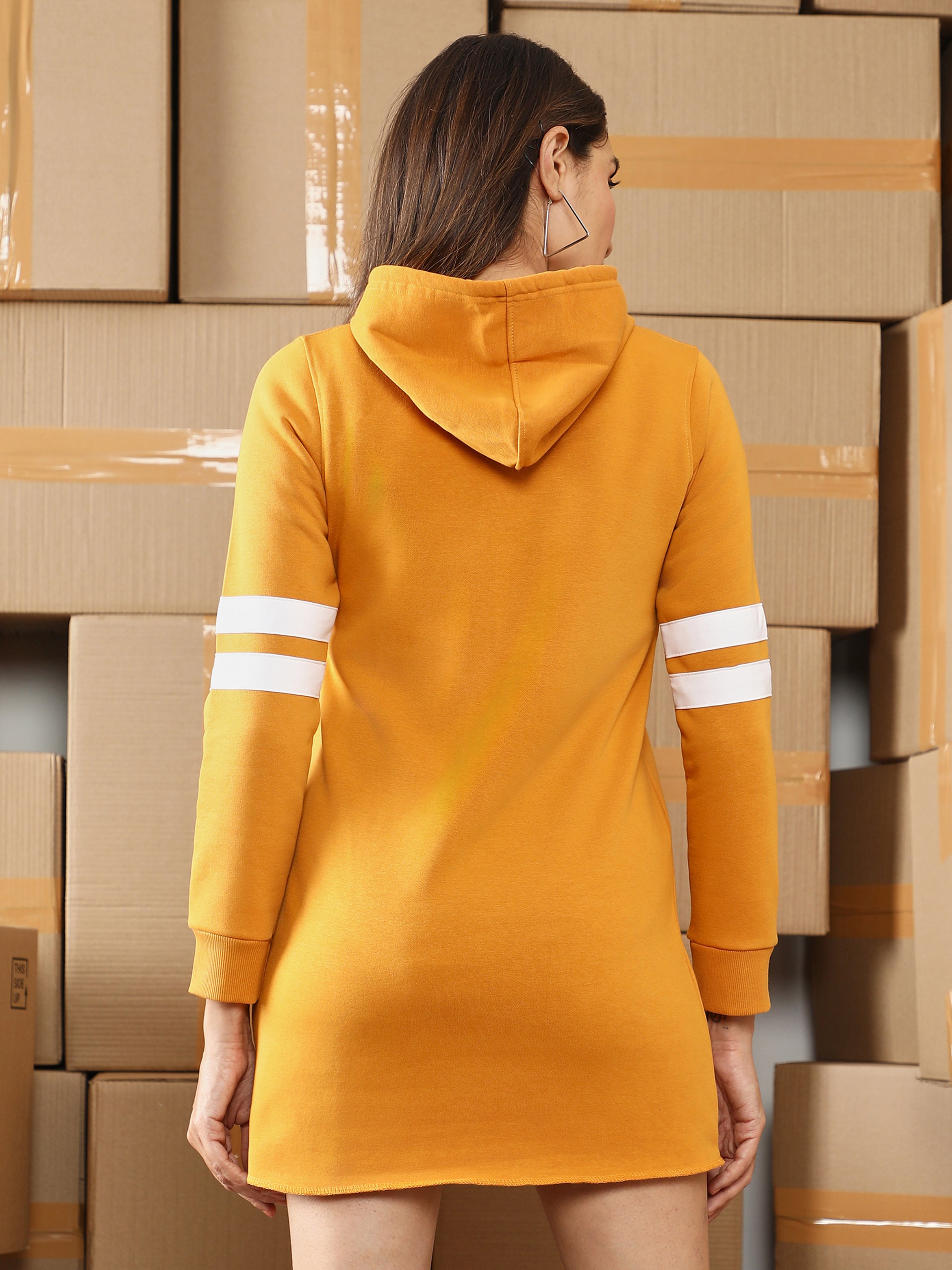 Mustard Longline Hoodie Dress
