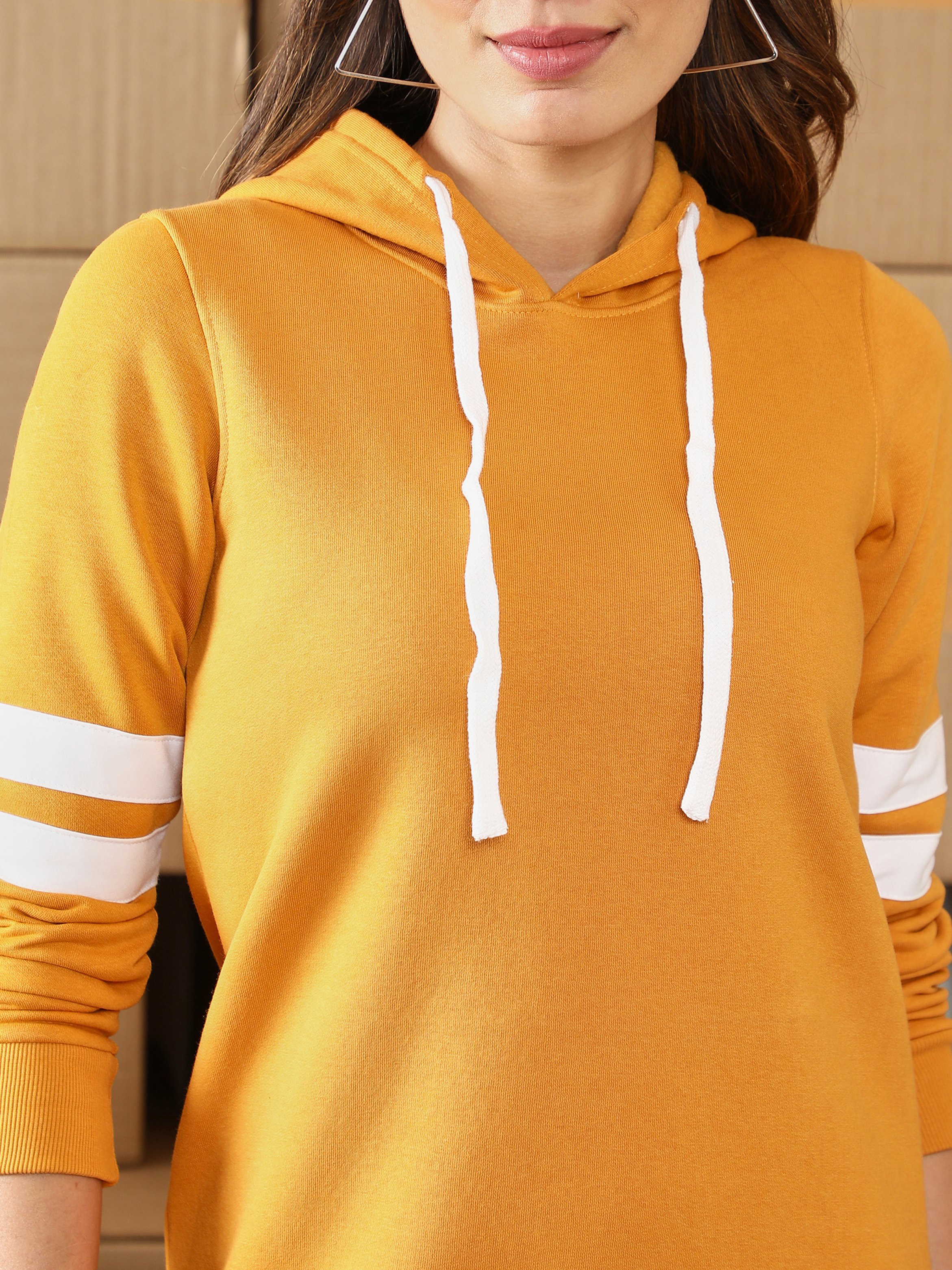 Mustard Longline Hoodie Dress