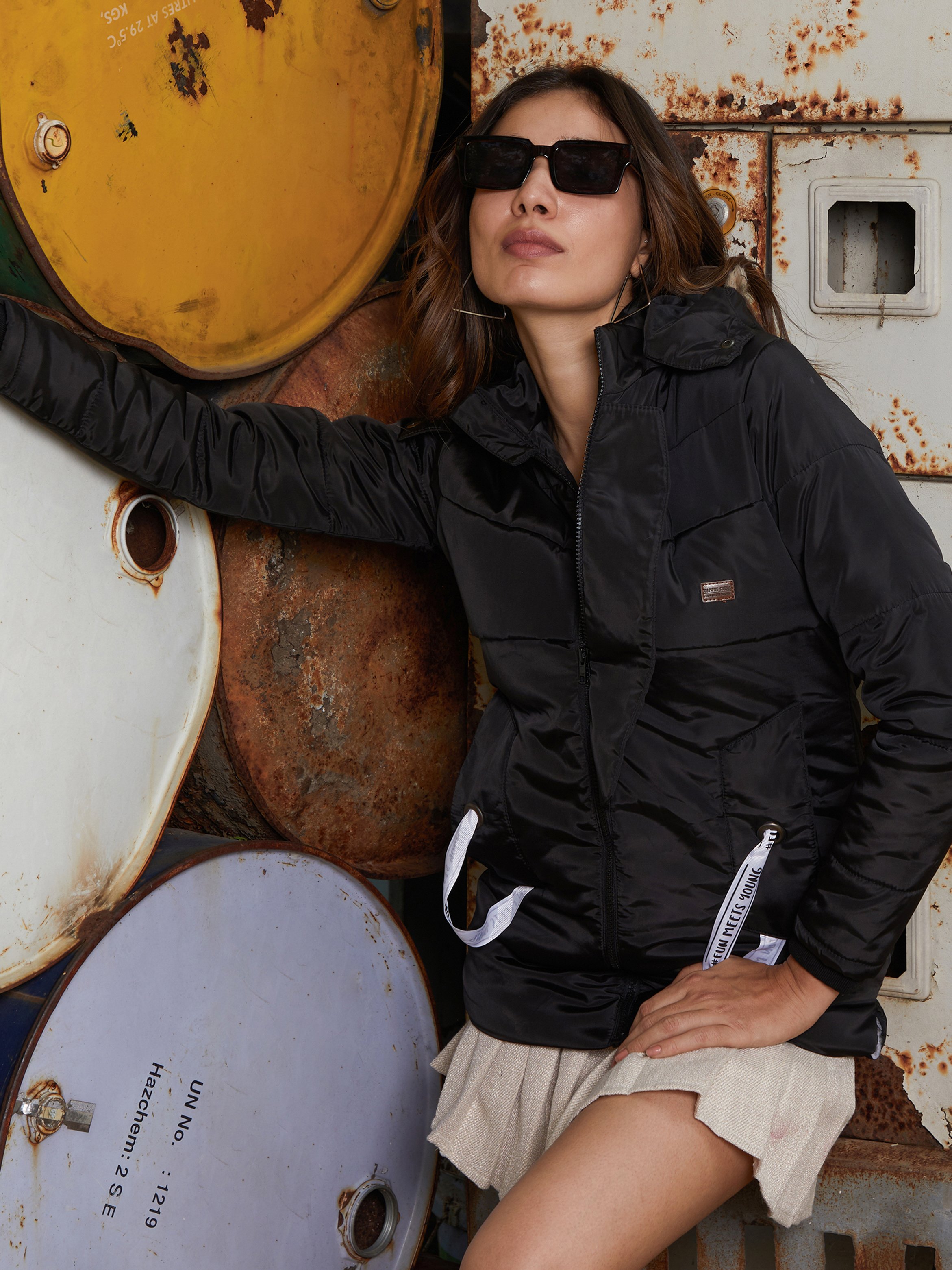 Onyx Black Zip-Front Trek Puffer Jacket