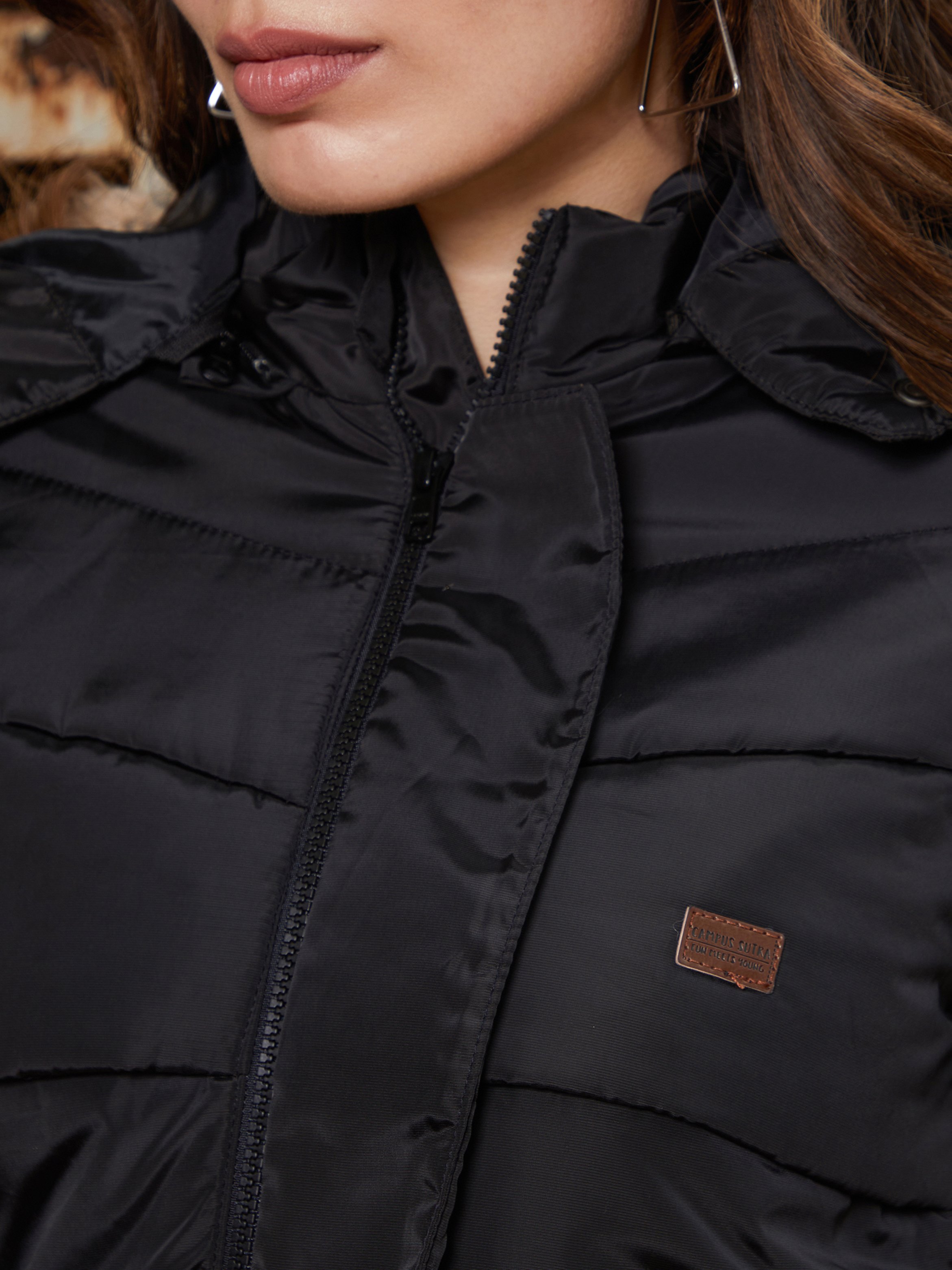 Onyx Black Zip-Front Trek Puffer Jacket
