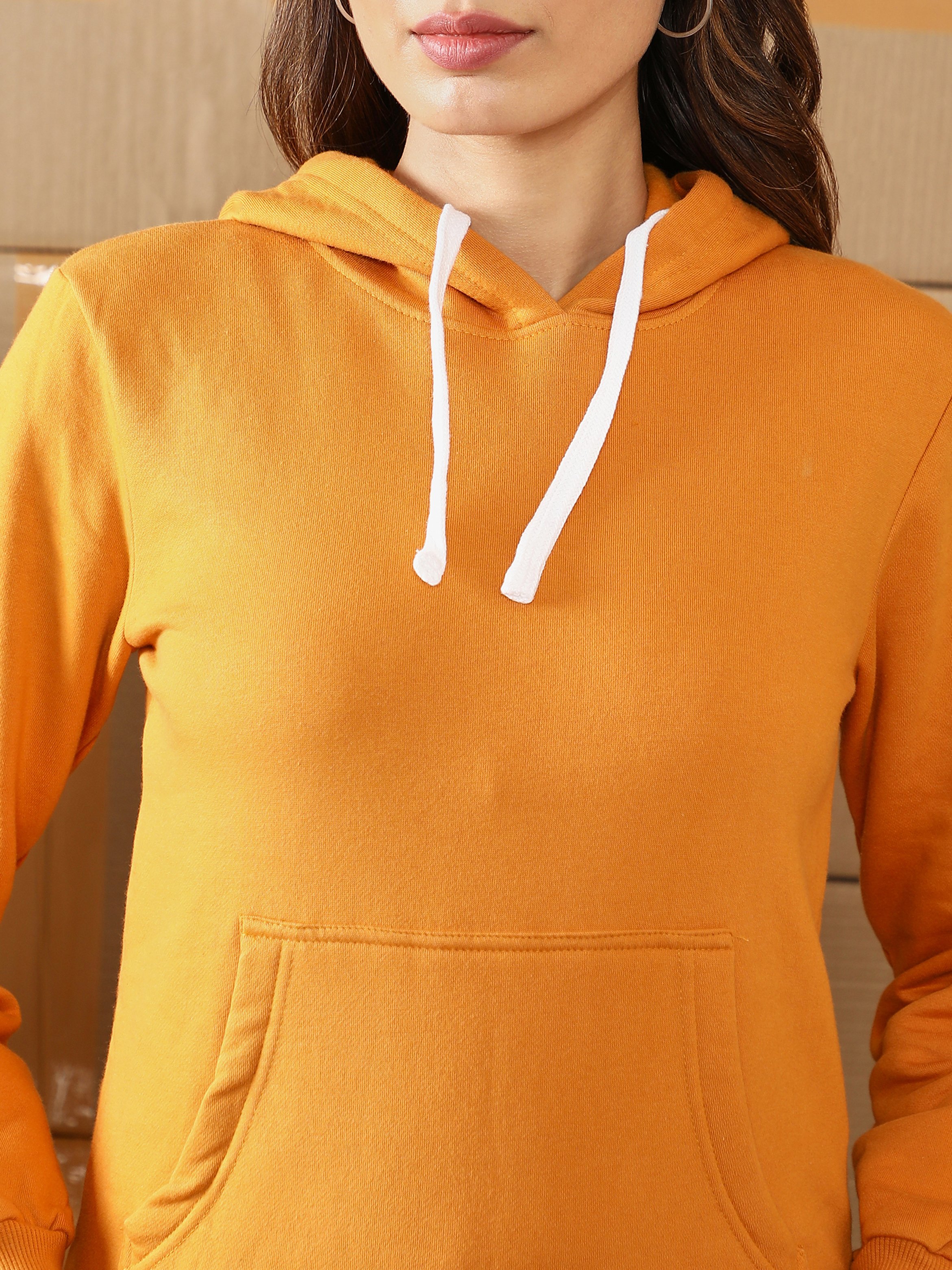 Regular Fit Orange Pullover Hoodie