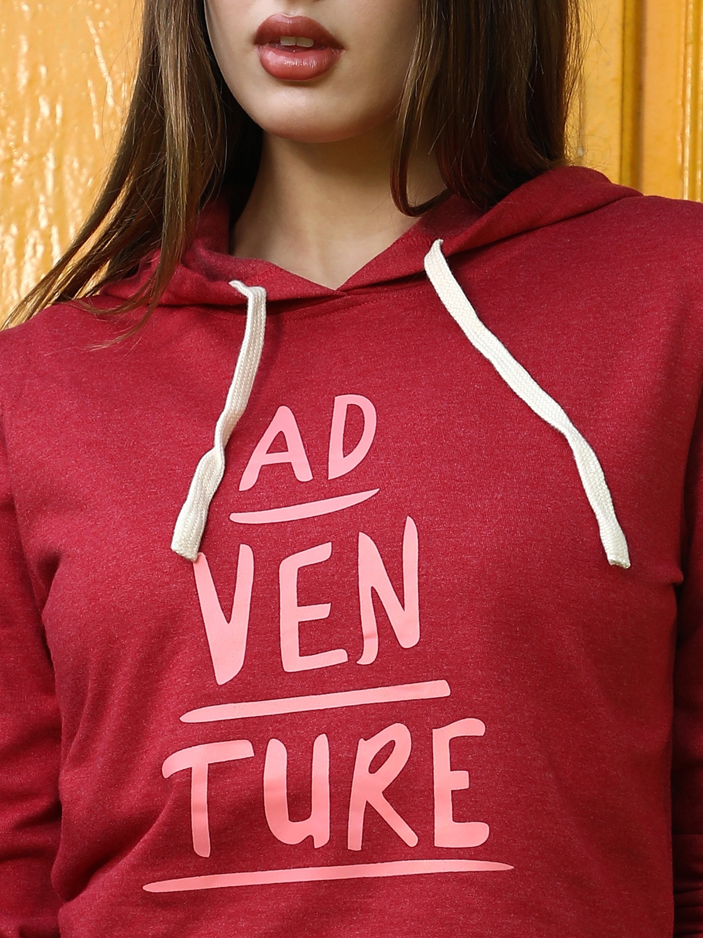 Red Graphic Crop Hoodie