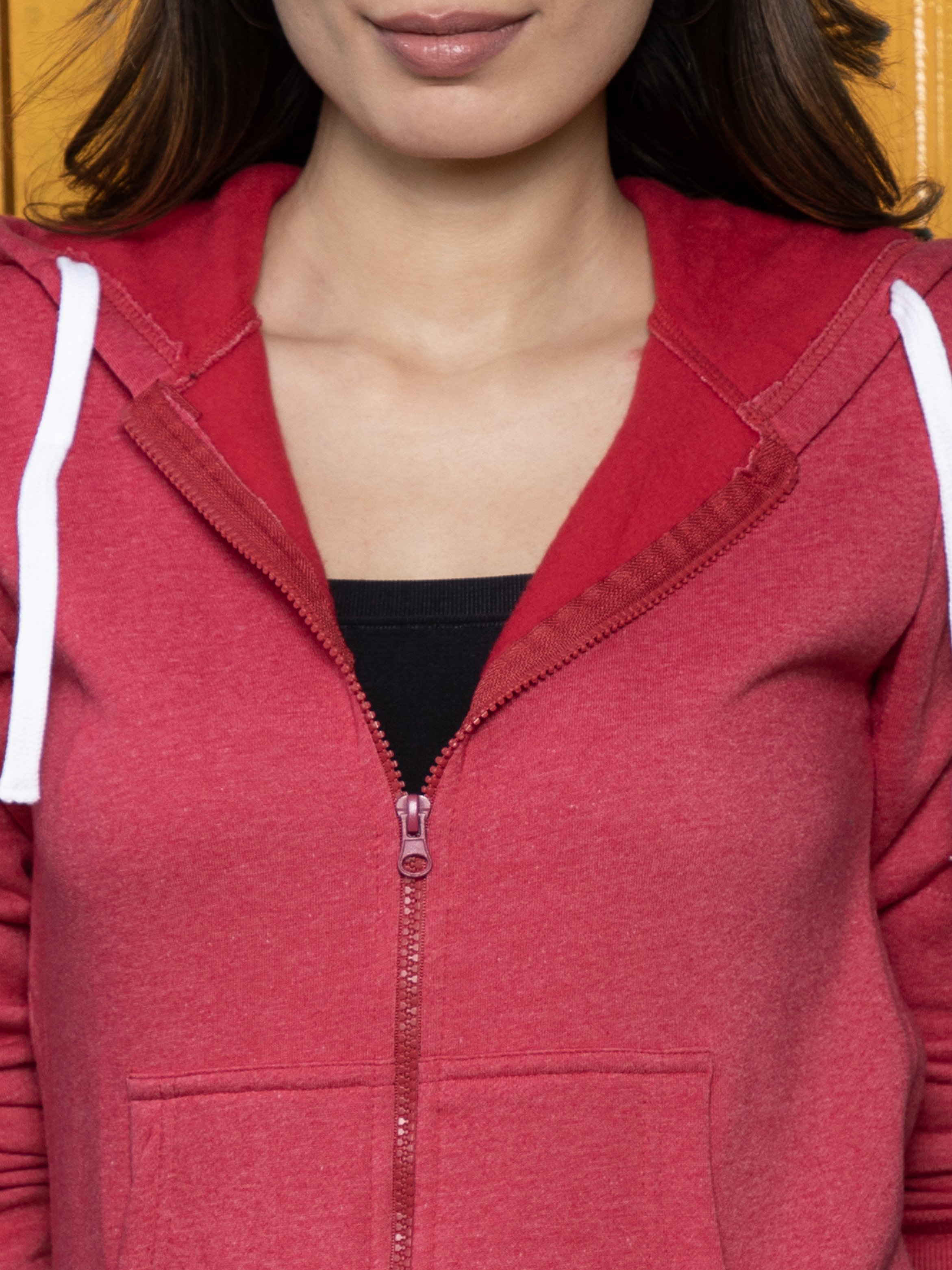 Red Regular Fit Zip-Up Hoodie