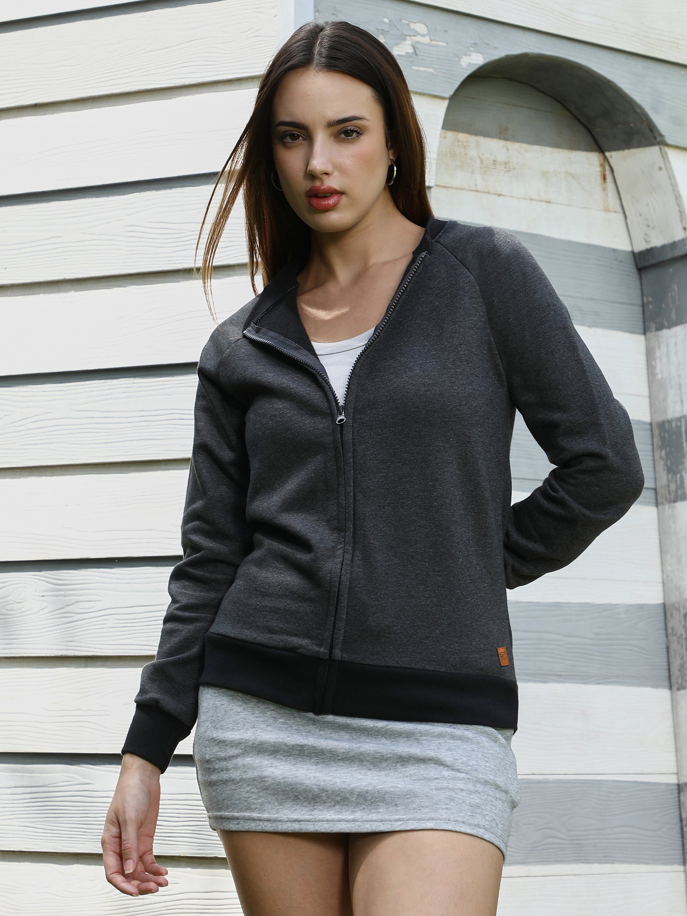 Charcoal Regular Fit Zip-Up Sweatshirt