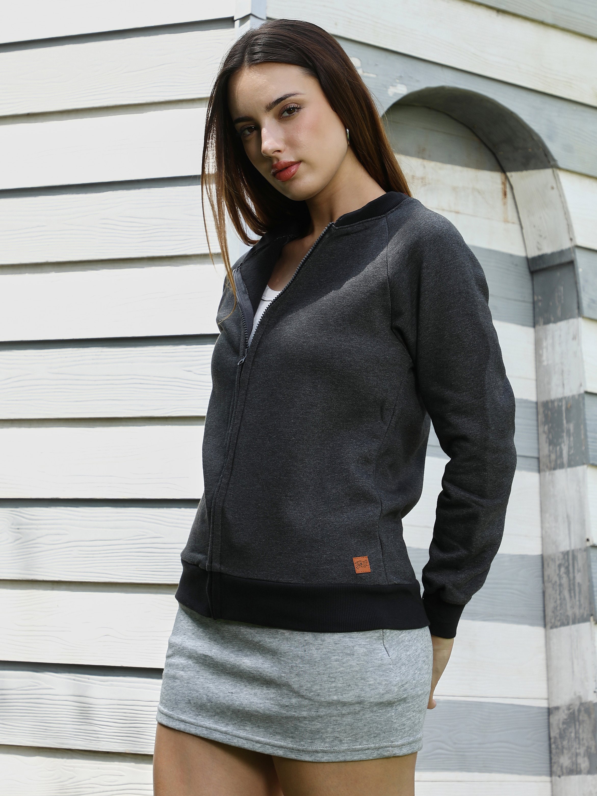Charcoal Regular Fit Zip-Up Sweatshirt