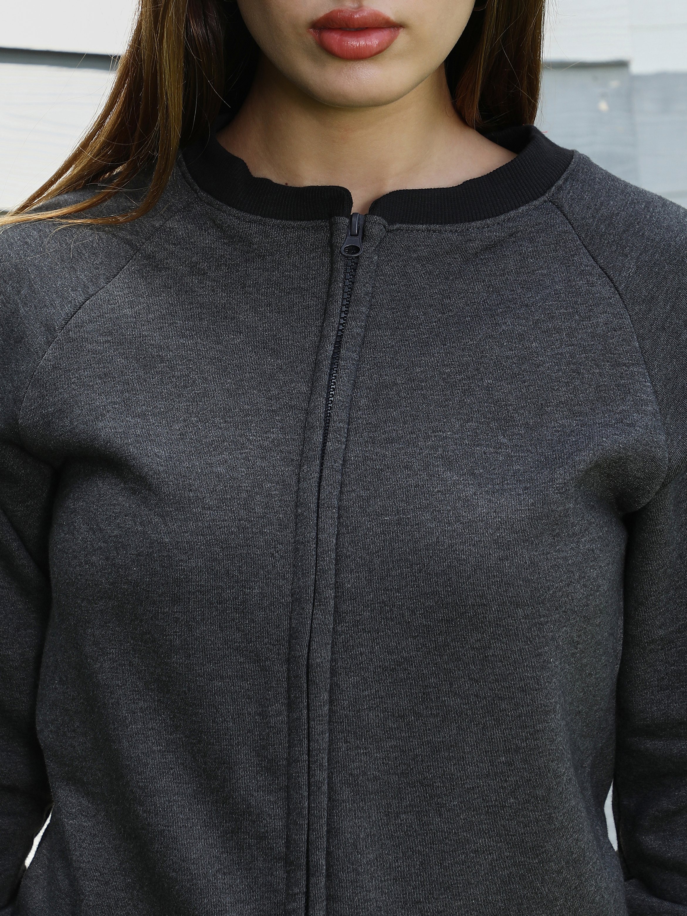 Charcoal Regular Fit Zip-Up Sweatshirt