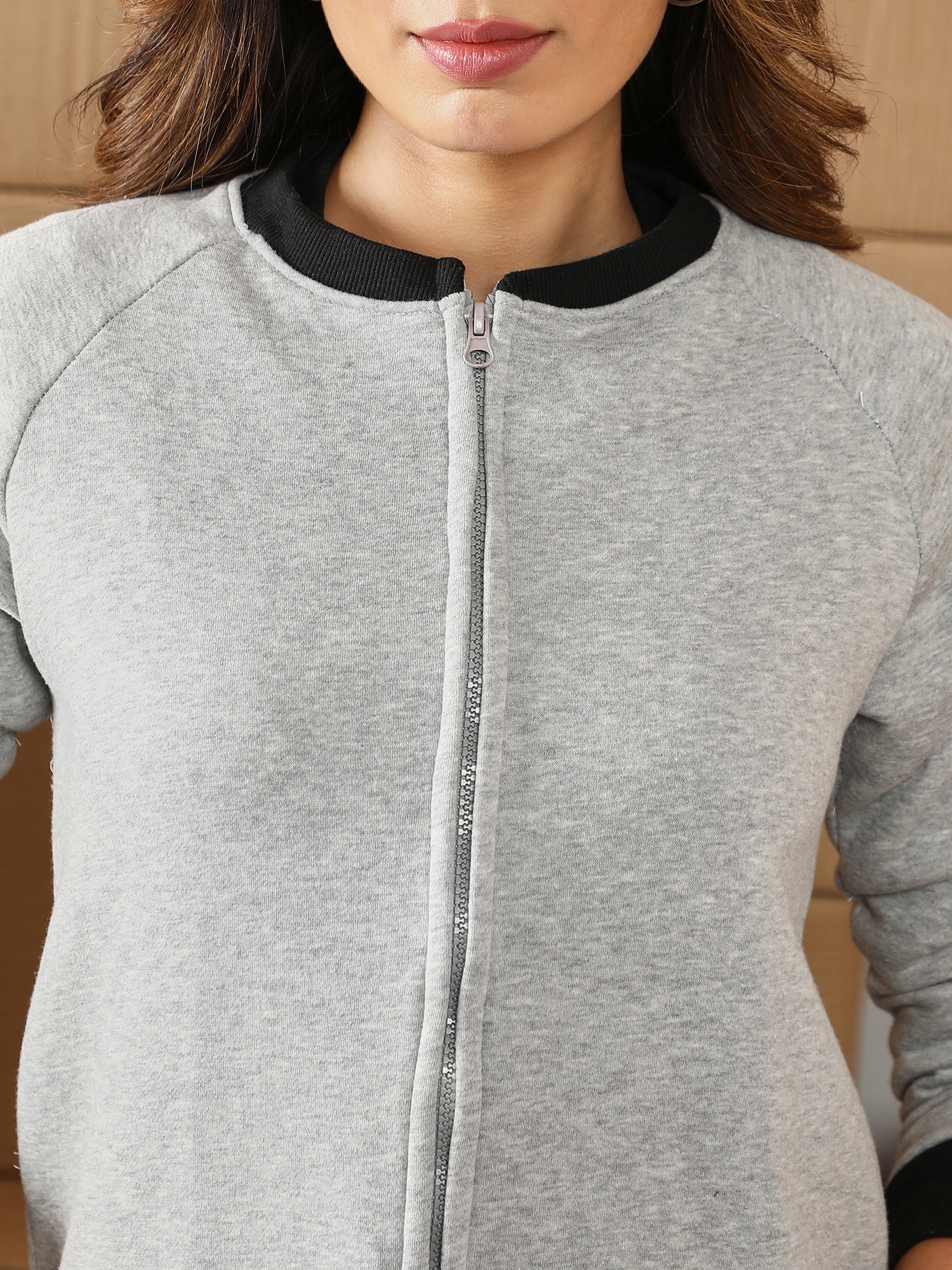Grey Regular Fit Zip-Up Sweatshirt