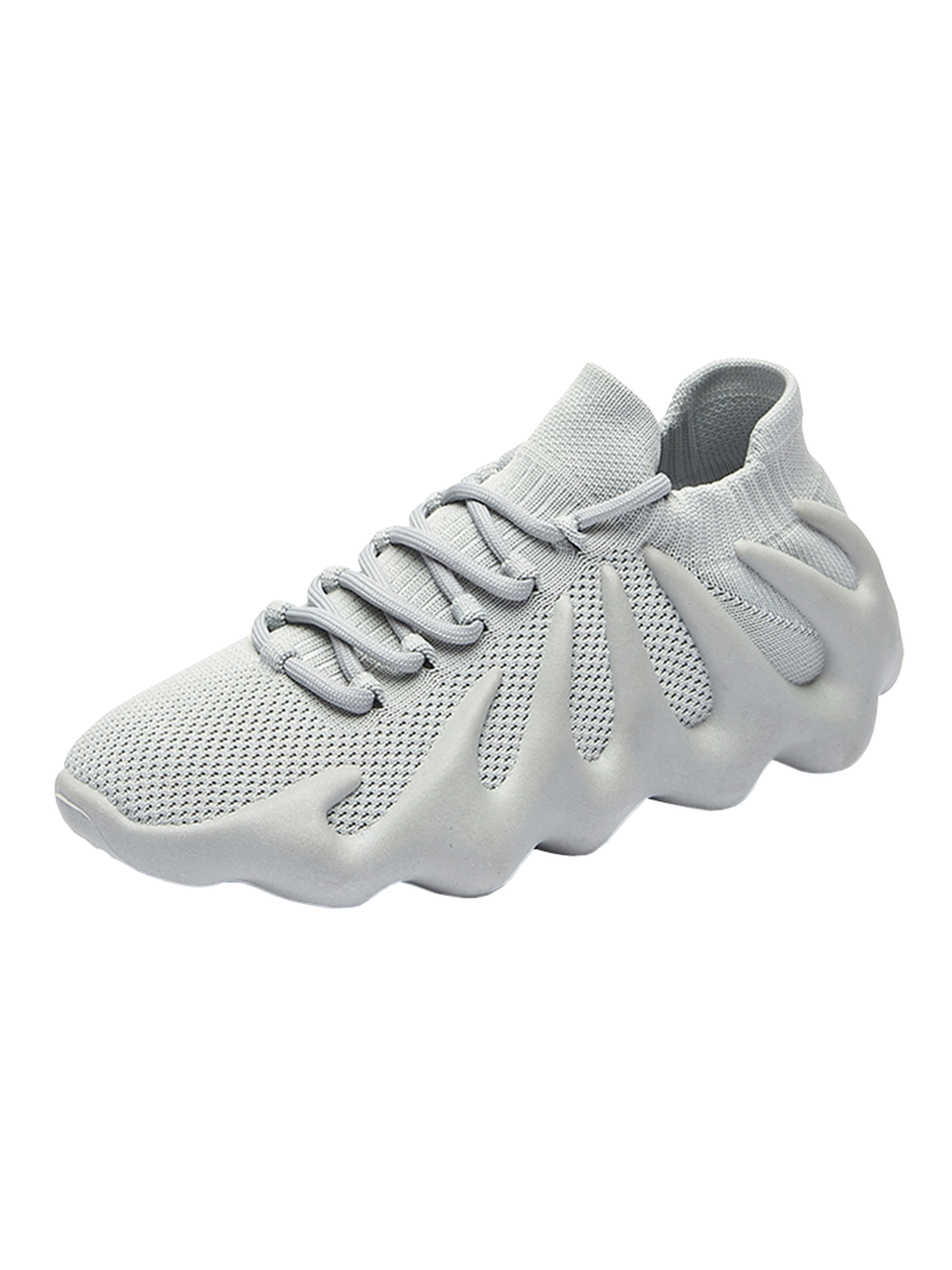 Grey Knit Sneakers with Pu Comfort Sole