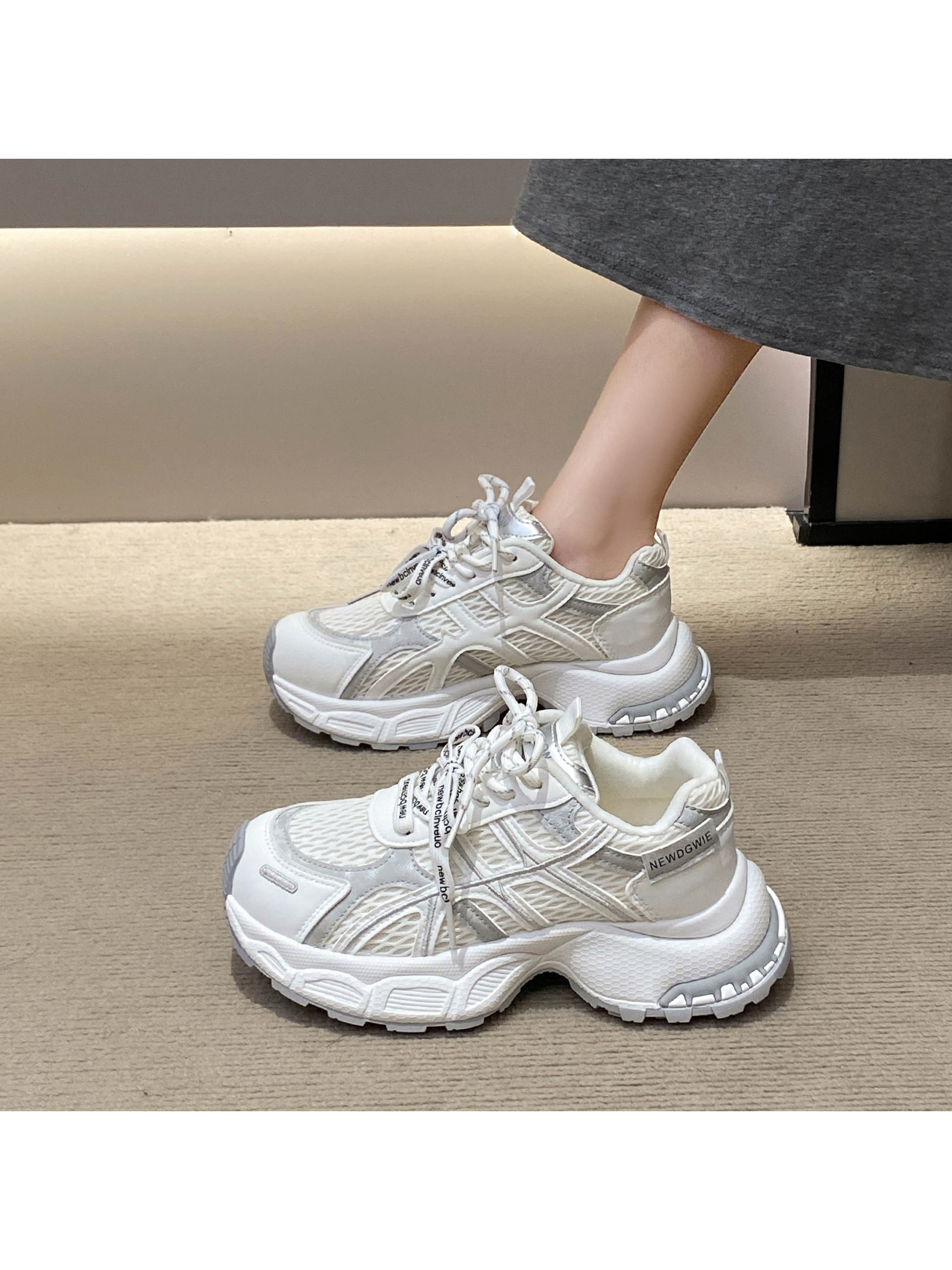White Lace Up Sneakers